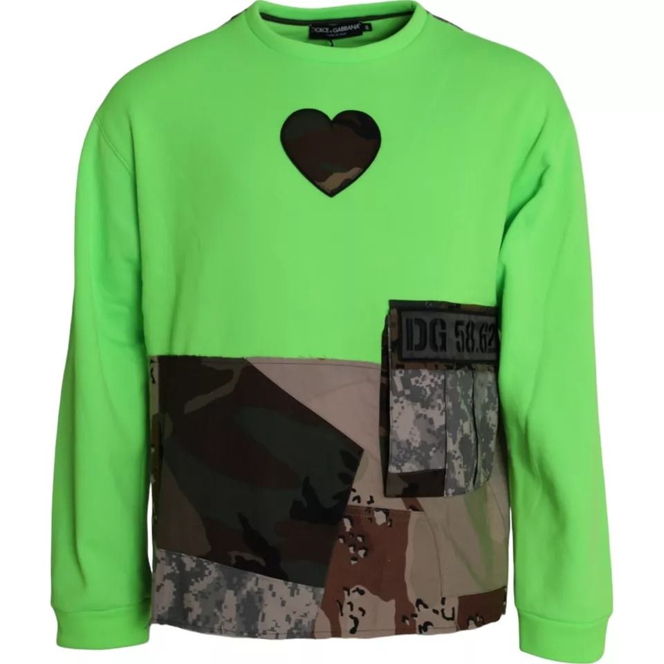 Patchwork Heart Crew Neck Pullover Men's Sweater (Pre-Owned) - Dolce & Gabbana - Modalova