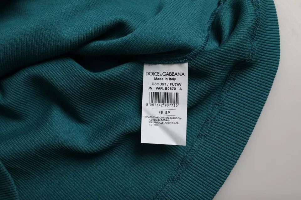 Green Cotton Round Neck Short Sleeves Men's T-shirt - Dolce & Gabbana - Modalova