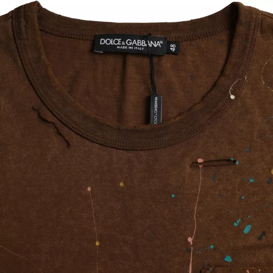 Color Splash Cotton Crew Neck Men's T-shirt - Dolce & Gabbana - Modalova