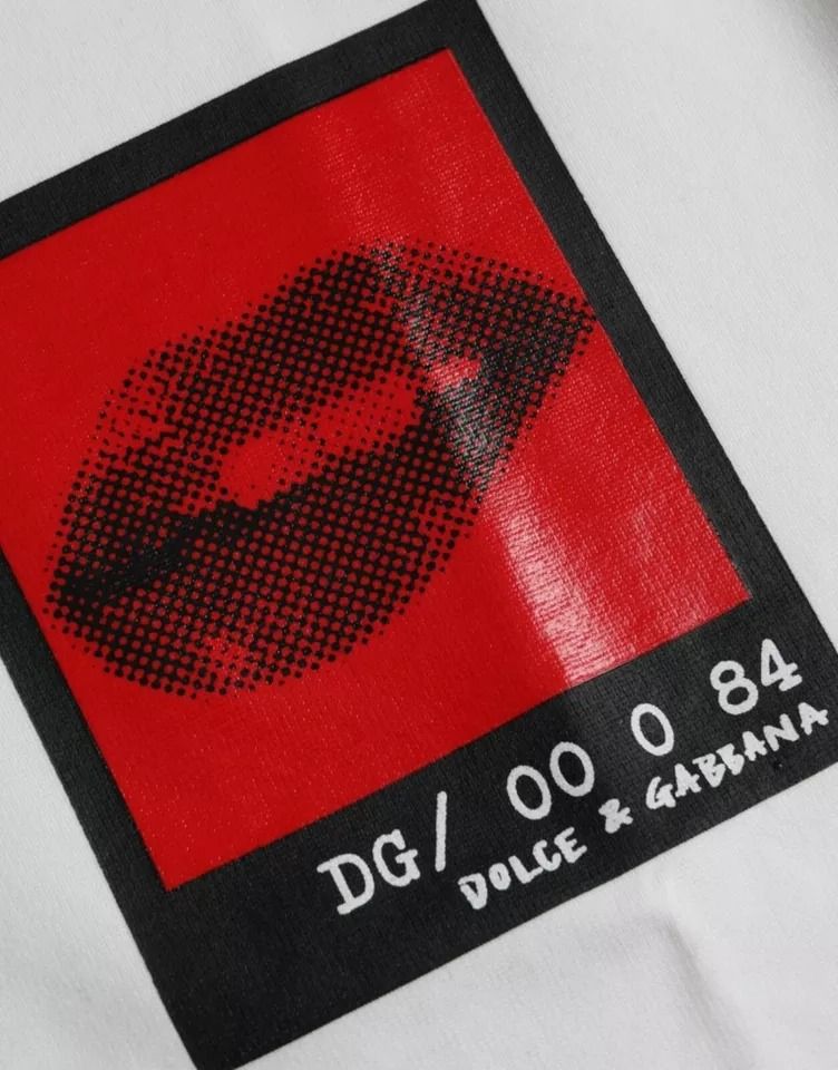 Red Lips Print Cotton Men Men's T-shirt - Dolce & Gabbana - Modalova