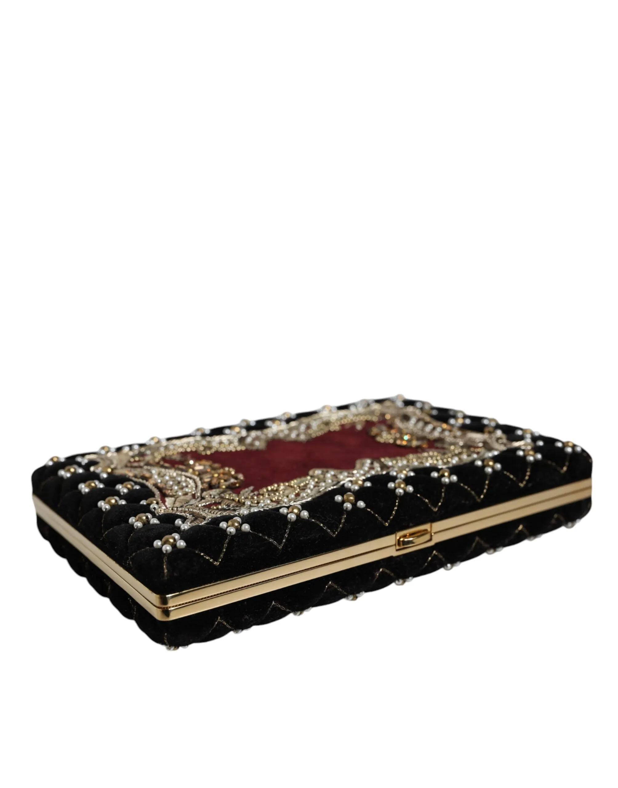 Bordeaux Black Velvet Gold Frame Clutch Evening Purse Women's Bag (Pre-Owned) - Dolce & Gabbana - Modalova