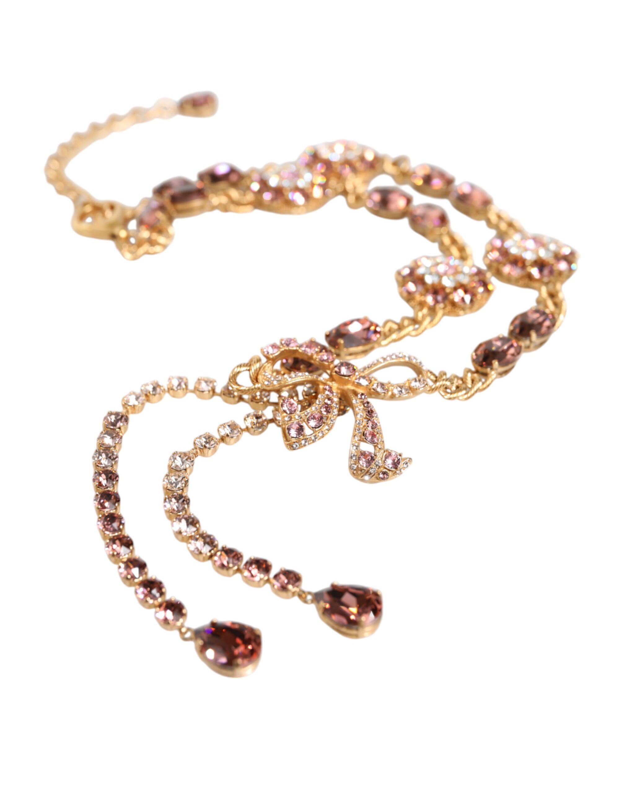 Tone Brass Crystal Embellished Women's Belt - Dolce & Gabbana - Modalova