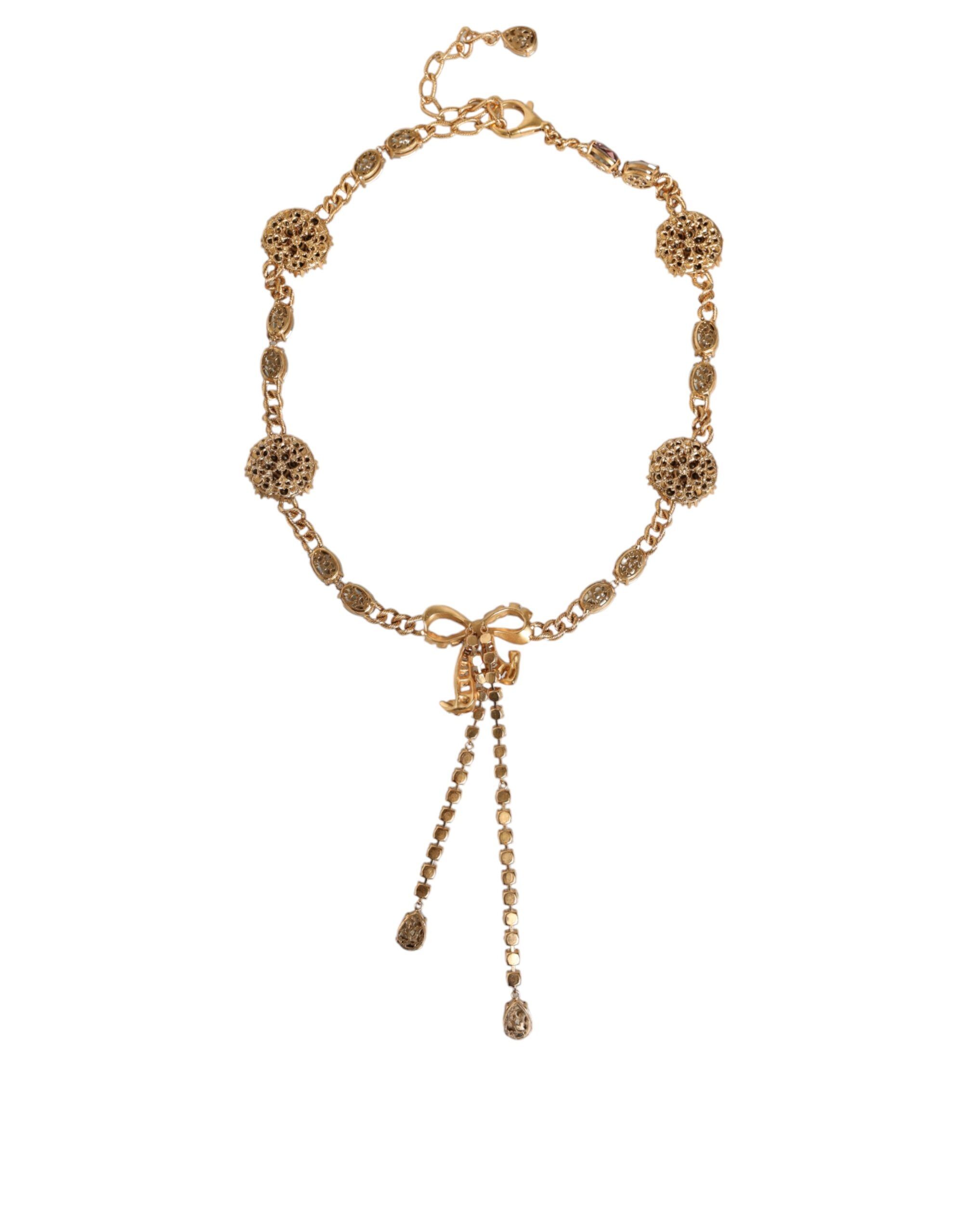 Tone Brass Crystal Embellished Women's Belt - Dolce & Gabbana - Modalova
