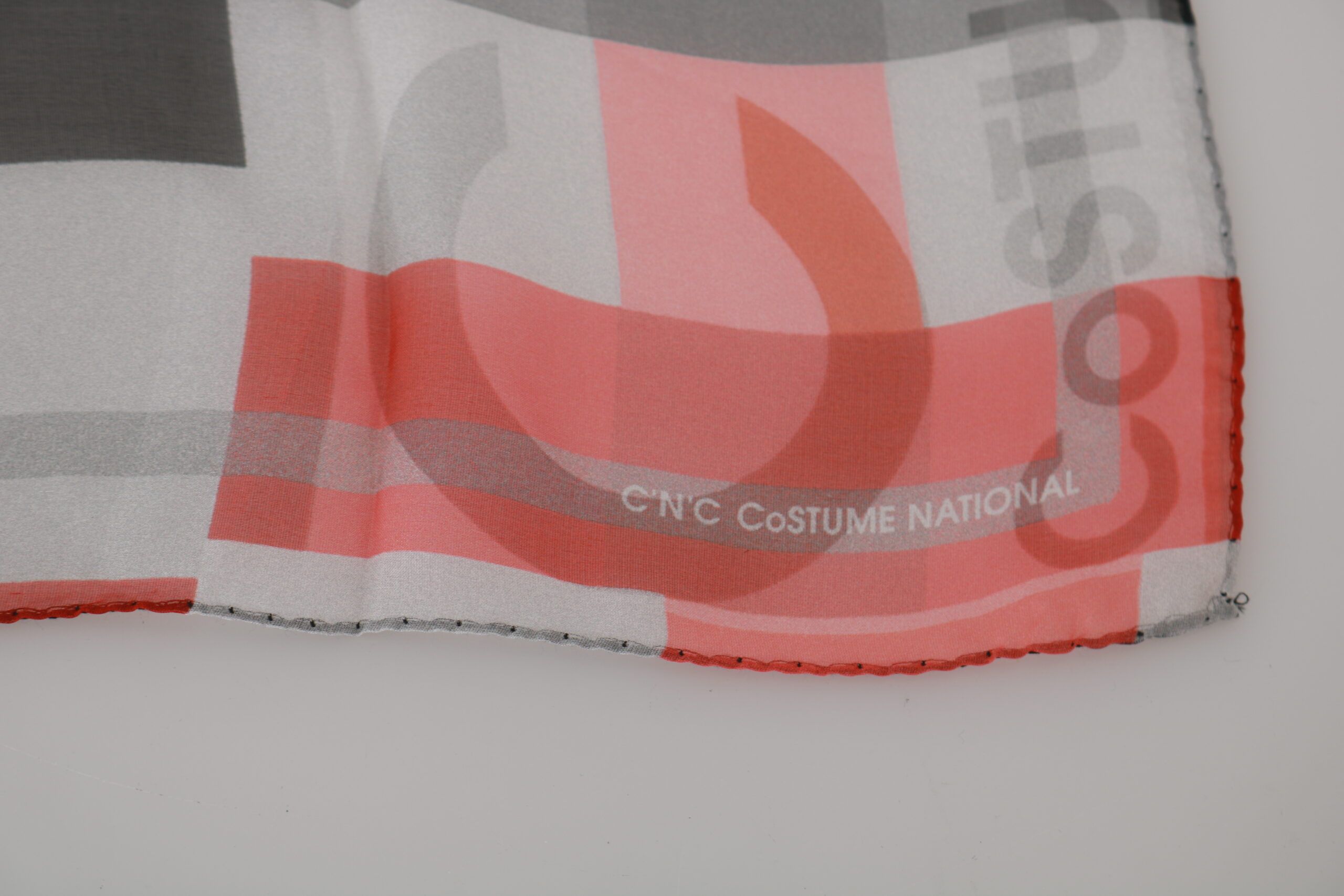 Gray Red 100% Silk Branded Scarf - Costume National - Modalova