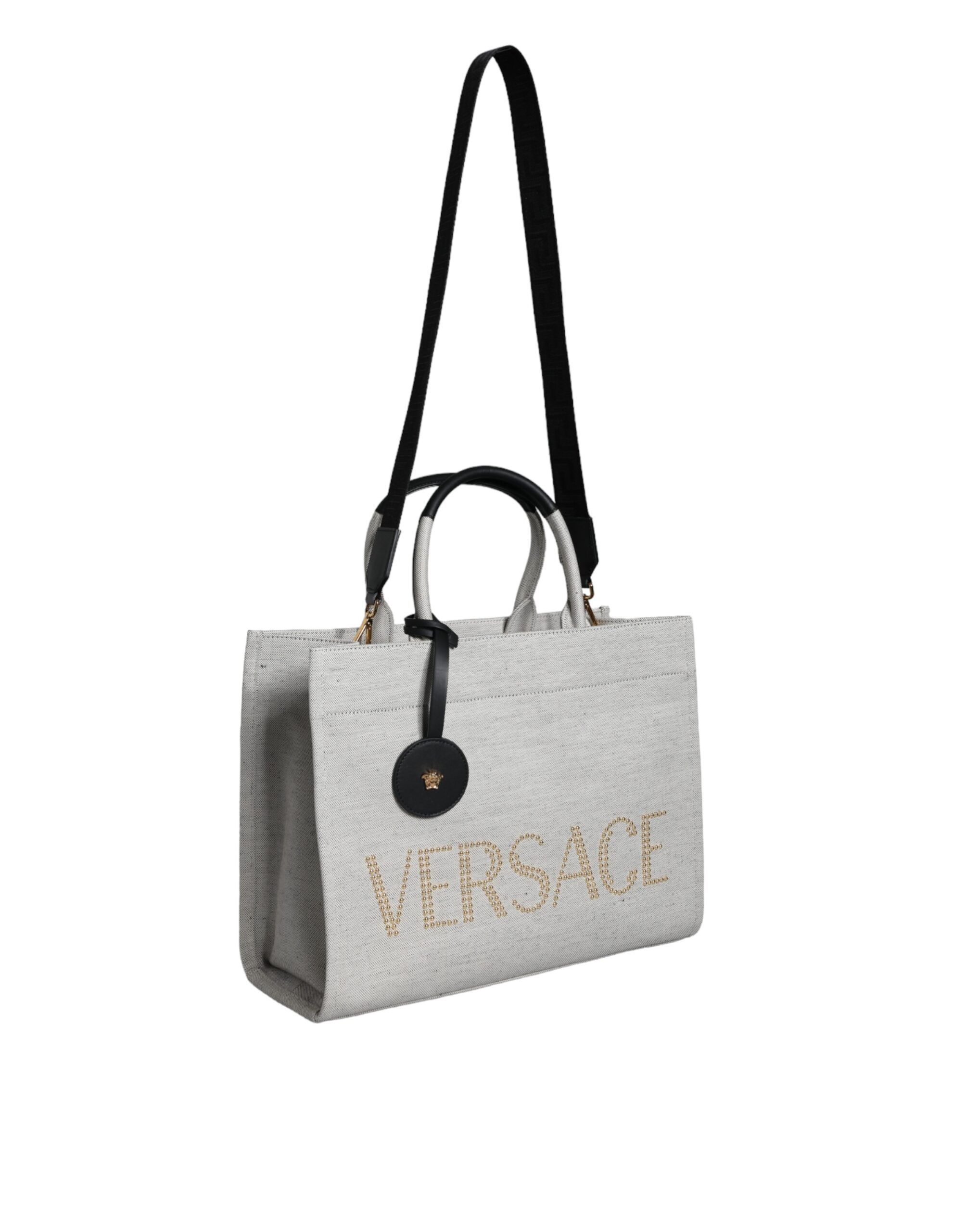Top Handle Canvas Leather Logo Crossbody Tote Women's Bag - Versace - Modalova