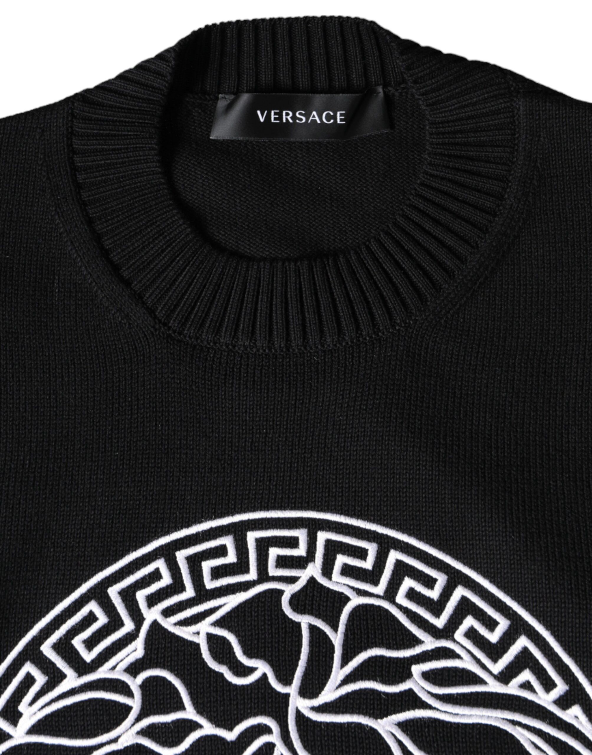 Medusa Embroidery Crew Neck Pullover Men's Sweater - Versace - Modalova