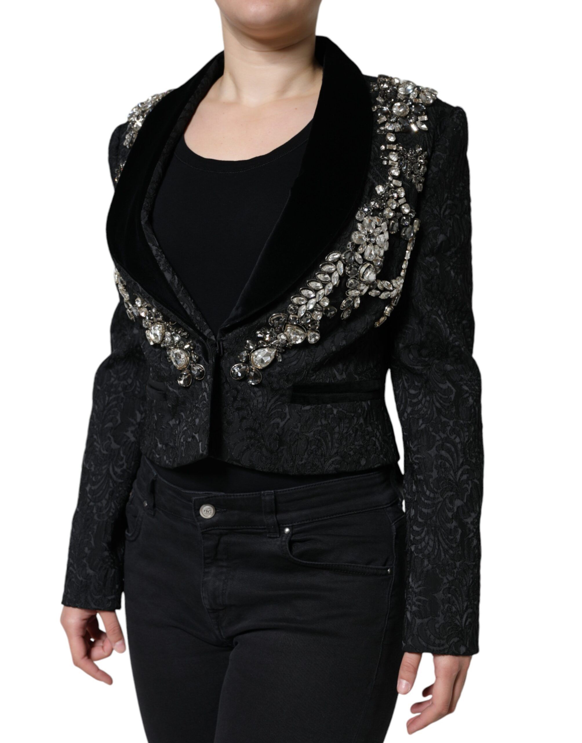 Jacquard Crystal Floral Jacket Women's Blazer - Dolce & Gabbana - Modalova