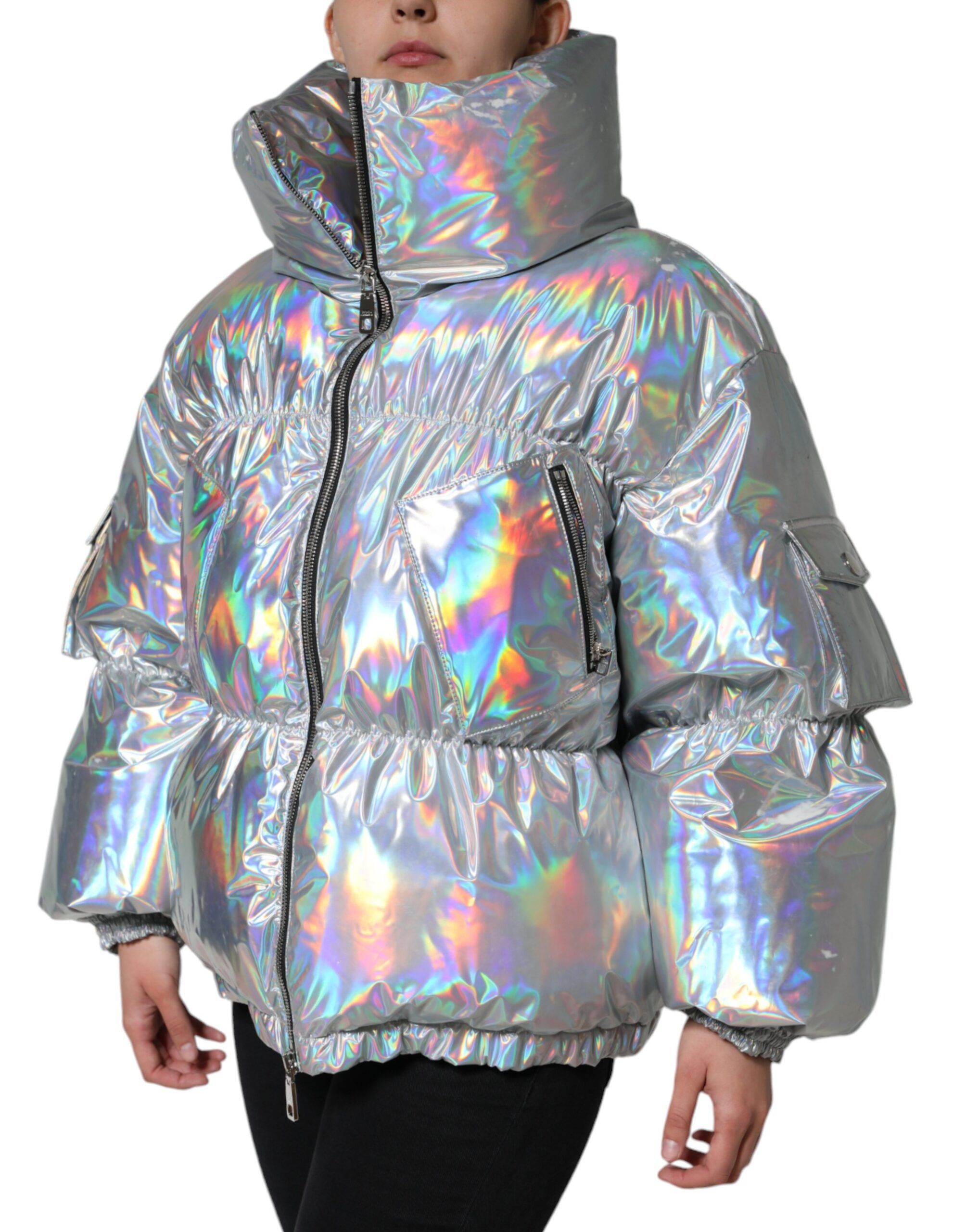 Iridescent Puffer Full Zip Coat Women's Jacket (Pre-Owned) - Dolce & Gabbana - Modalova
