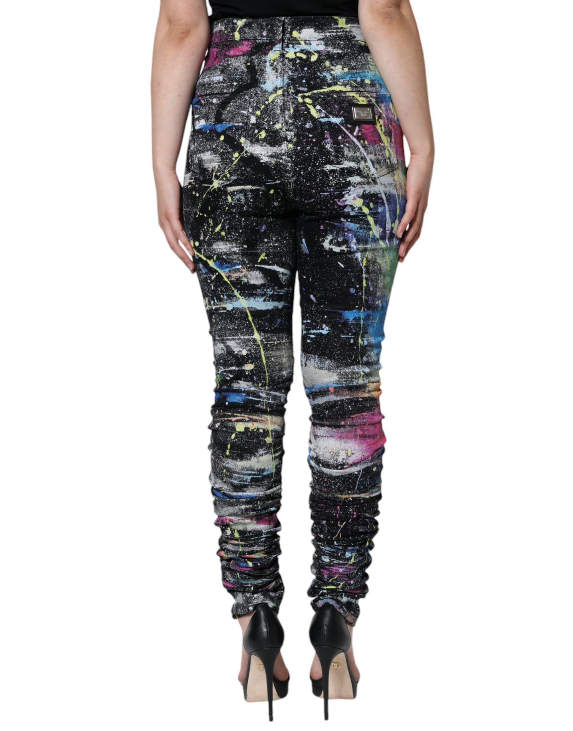 Splatter Paint Cotton Skinny Denim Women's Jeans - Dolce & Gabbana - Modalova