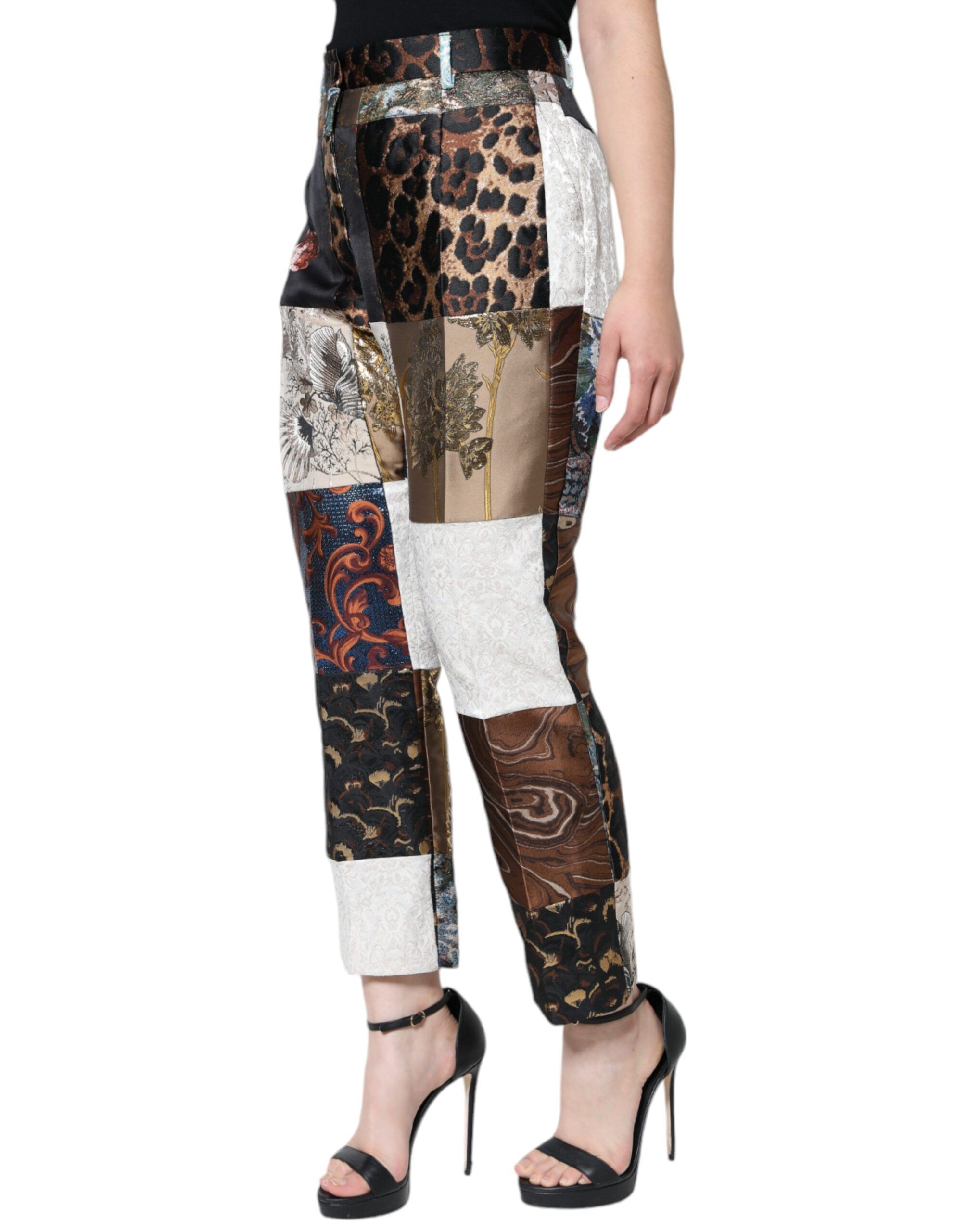 Patchwork Jacquard High Waist Women's Pants - Dolce & Gabbana - Modalova