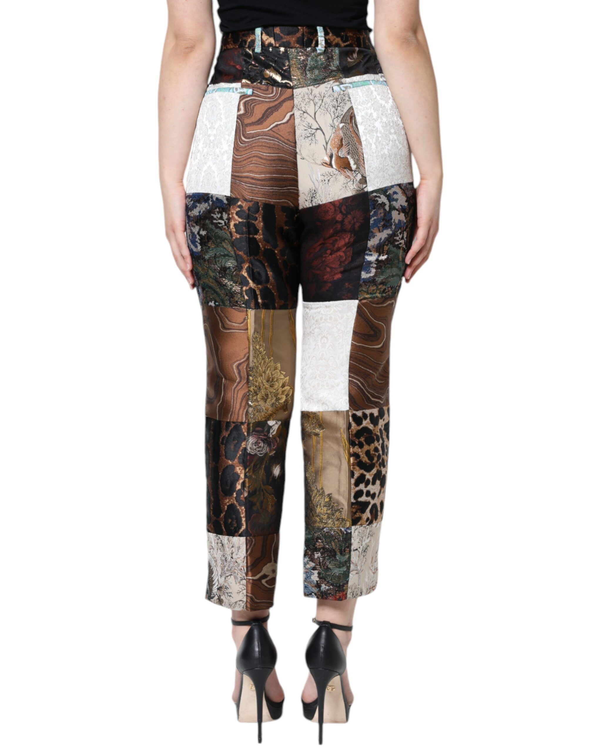 Patchwork Jacquard High Waist Women's Pants - Dolce & Gabbana - Modalova