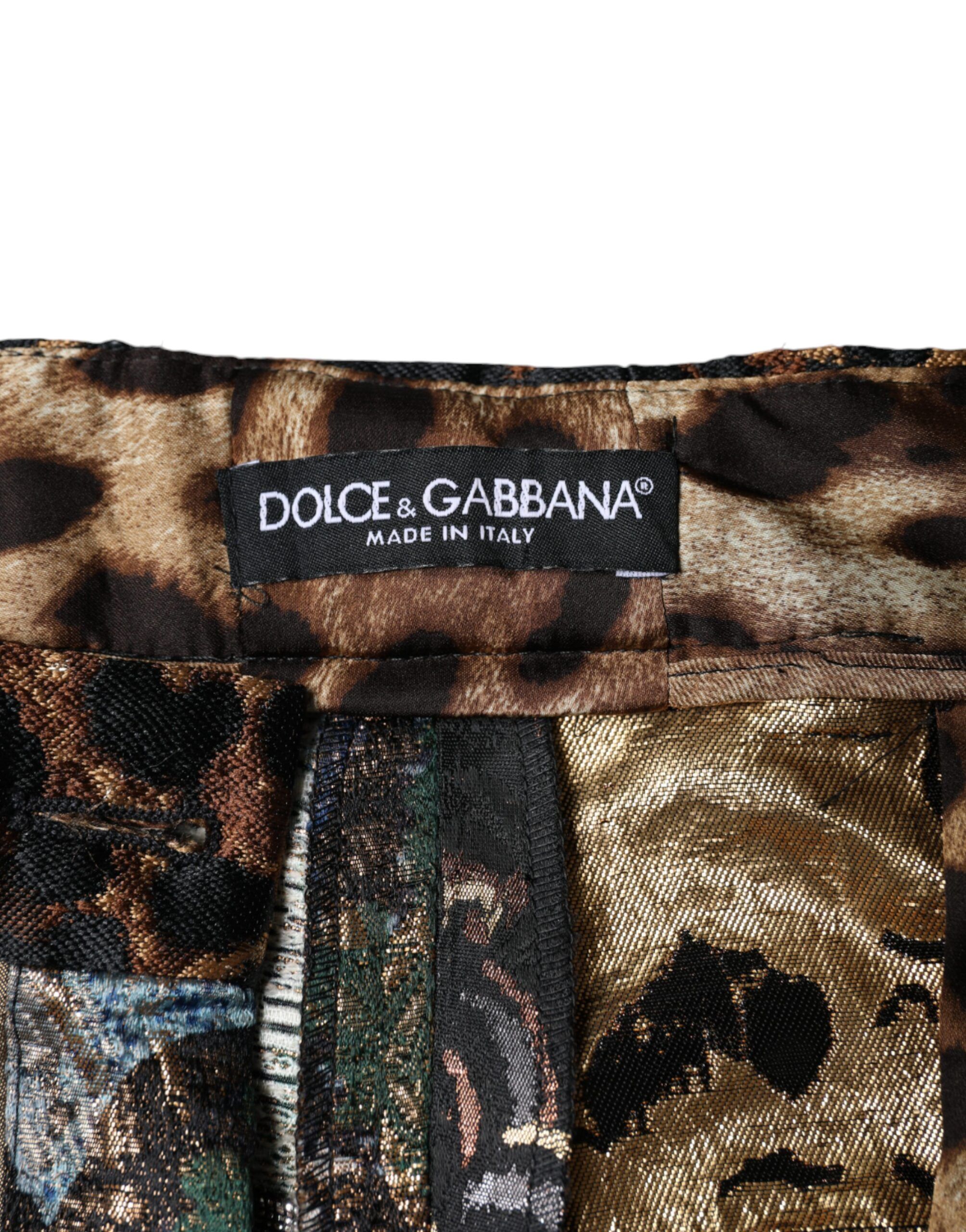 Patchwork Jacquard High Waist Women's Pants - Dolce & Gabbana - Modalova