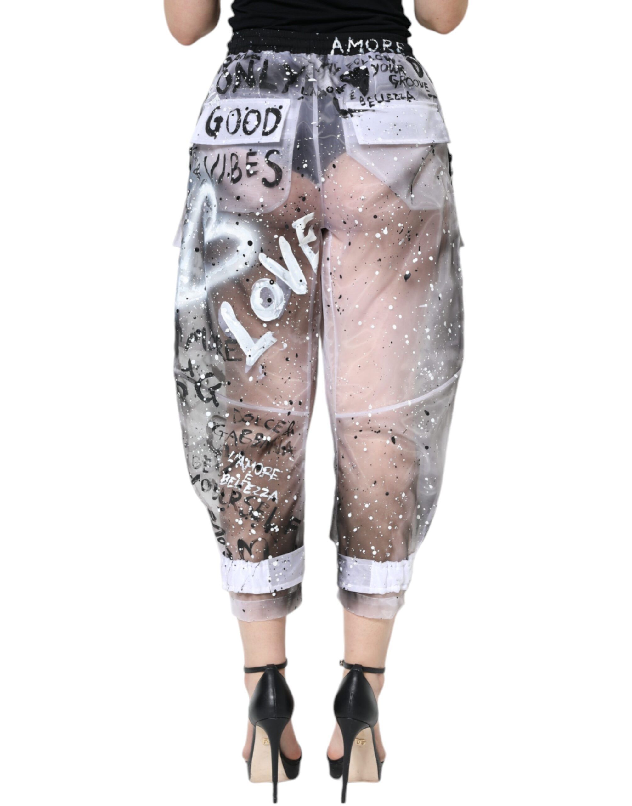 See Through Logo Cropped Cargo Women's Pants - Dolce & Gabbana - Modalova