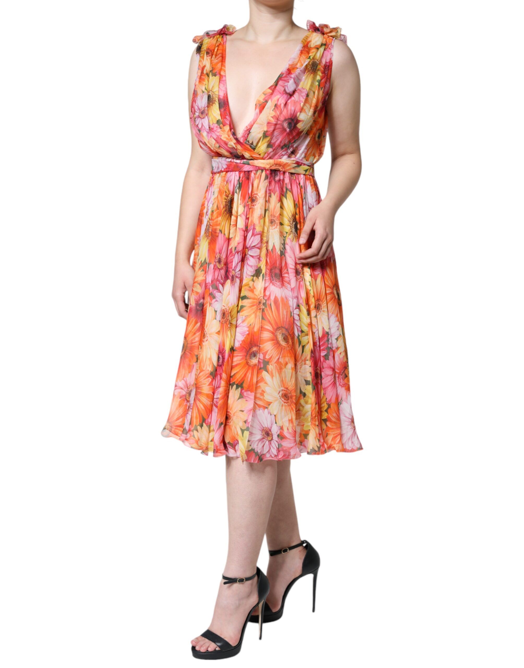 Floral Sleeveless V-neck Midi Women's Dress - Dolce & Gabbana - Modalova