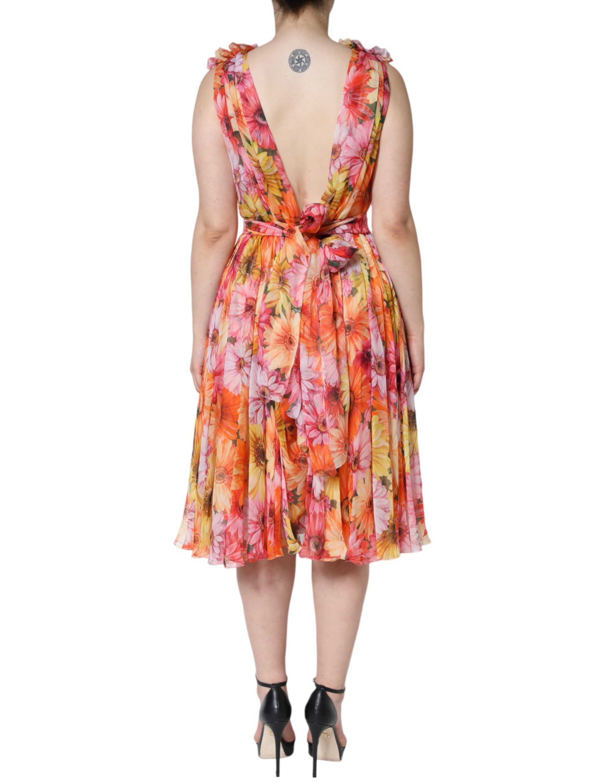 Floral Sleeveless V-neck Midi Women's Dress - Dolce & Gabbana - Modalova