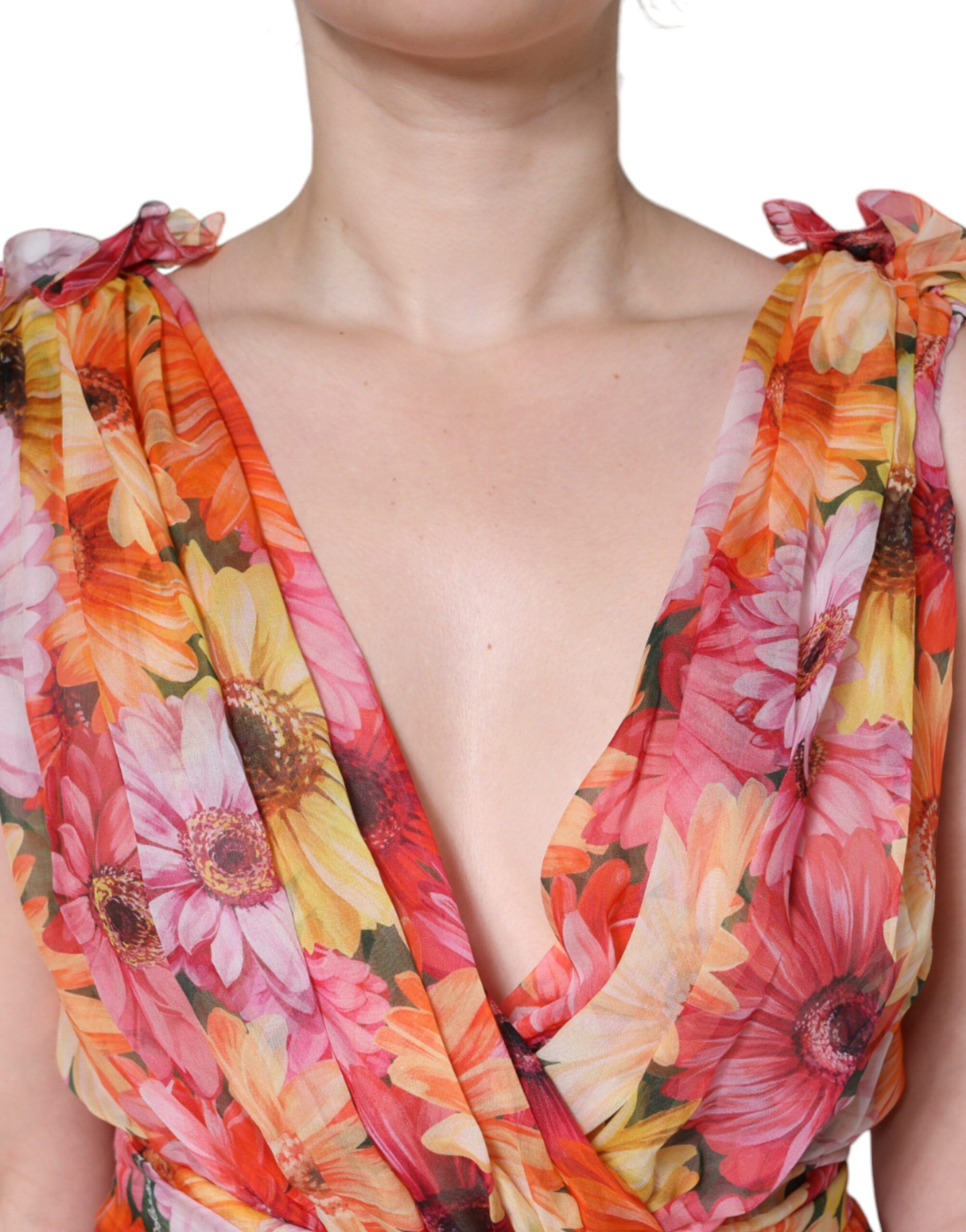 Floral Sleeveless V-neck Midi Women's Dress - Dolce & Gabbana - Modalova