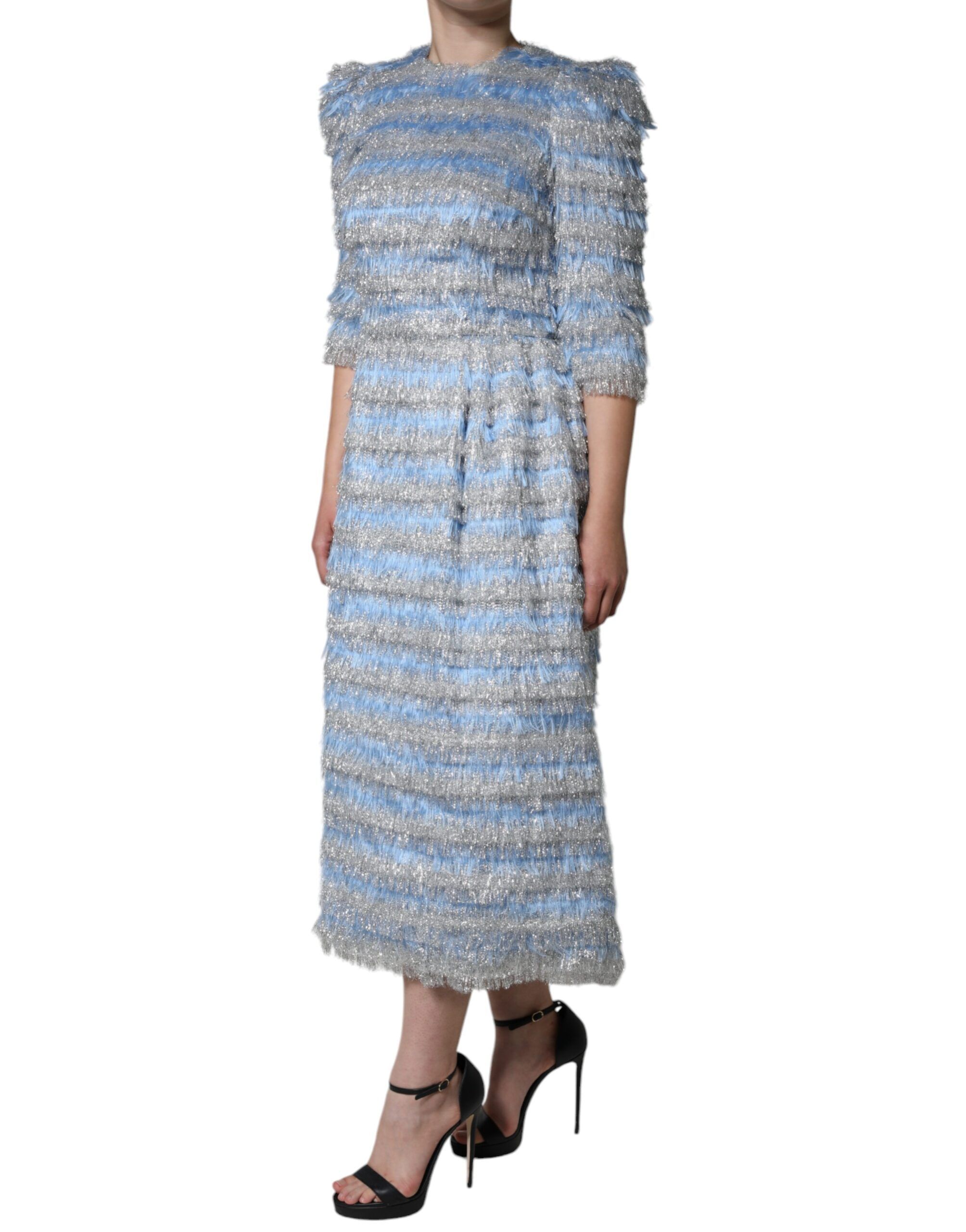 Light Silver Jacquard A-line Midi Women's Dress - Dolce & Gabbana - Modalova