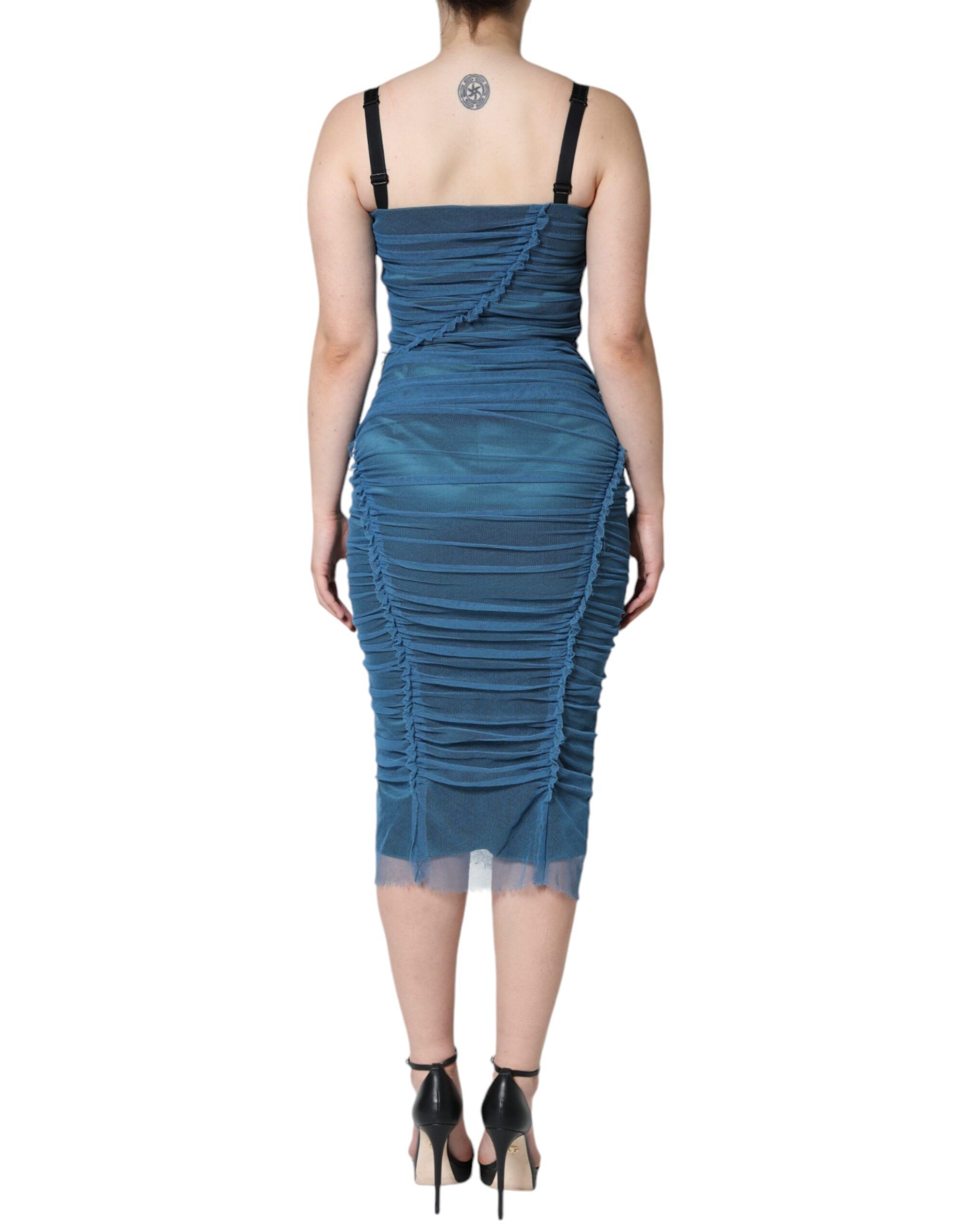 Mesh Trim Ruched Tulle Sheath Women's Dress (Pre-Owned) - Dolce & Gabbana - Modalova