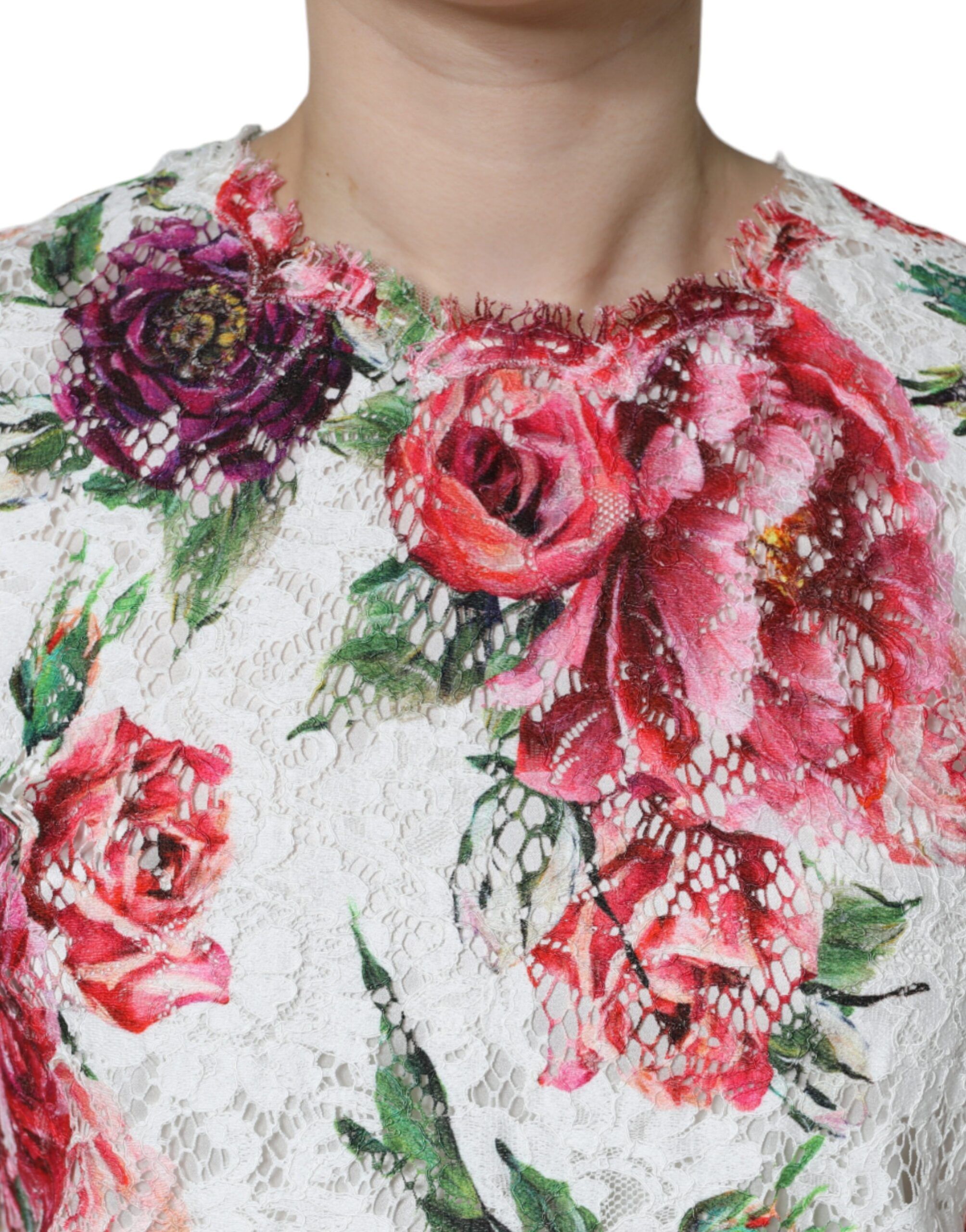 Peony Lace Short Sleeves Blouse Women's Top - Dolce & Gabbana - Modalova