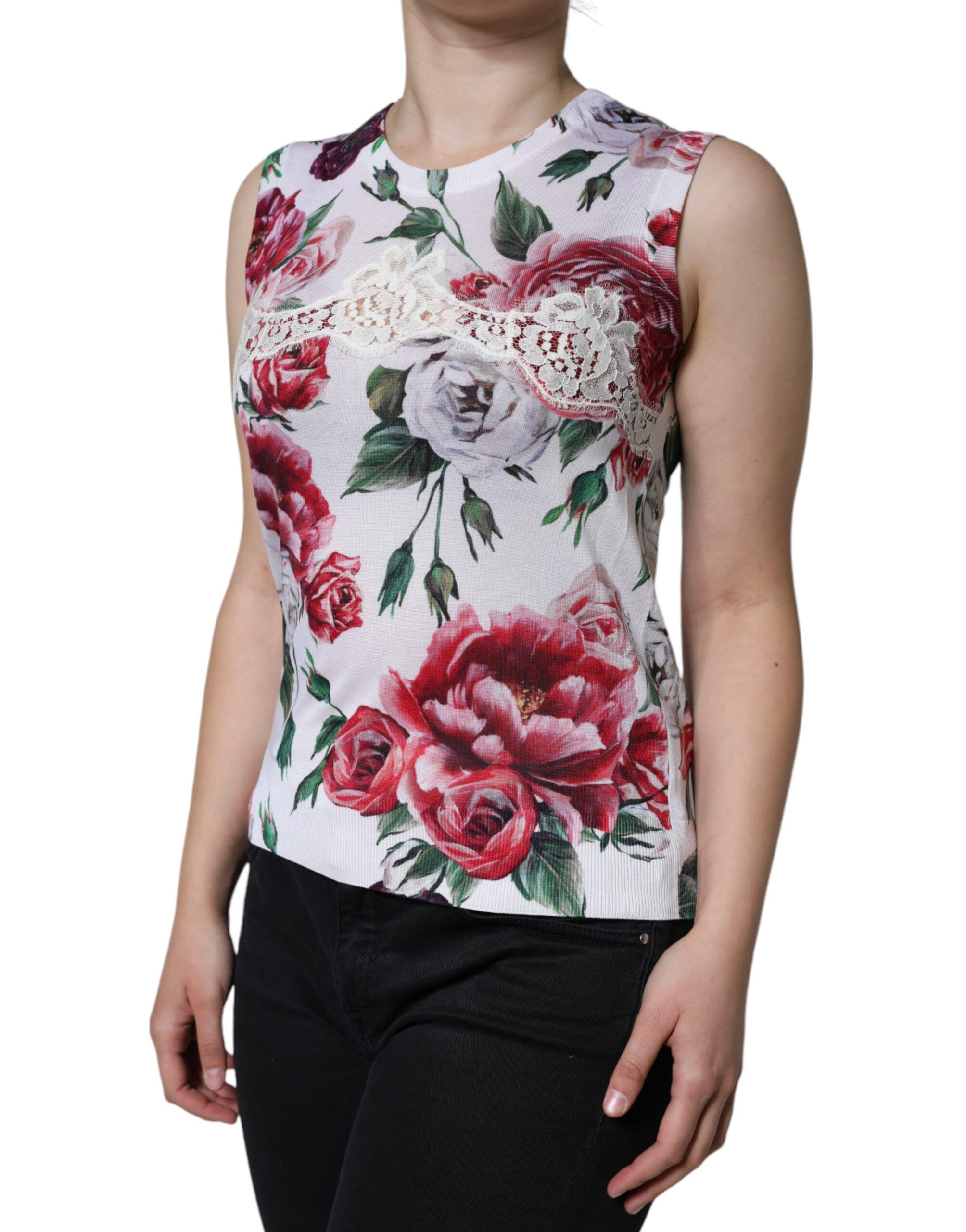 Floral Lace Silk Sleeveless Tank Women's Top (Pre-Owned) - Dolce & Gabbana - Modalova