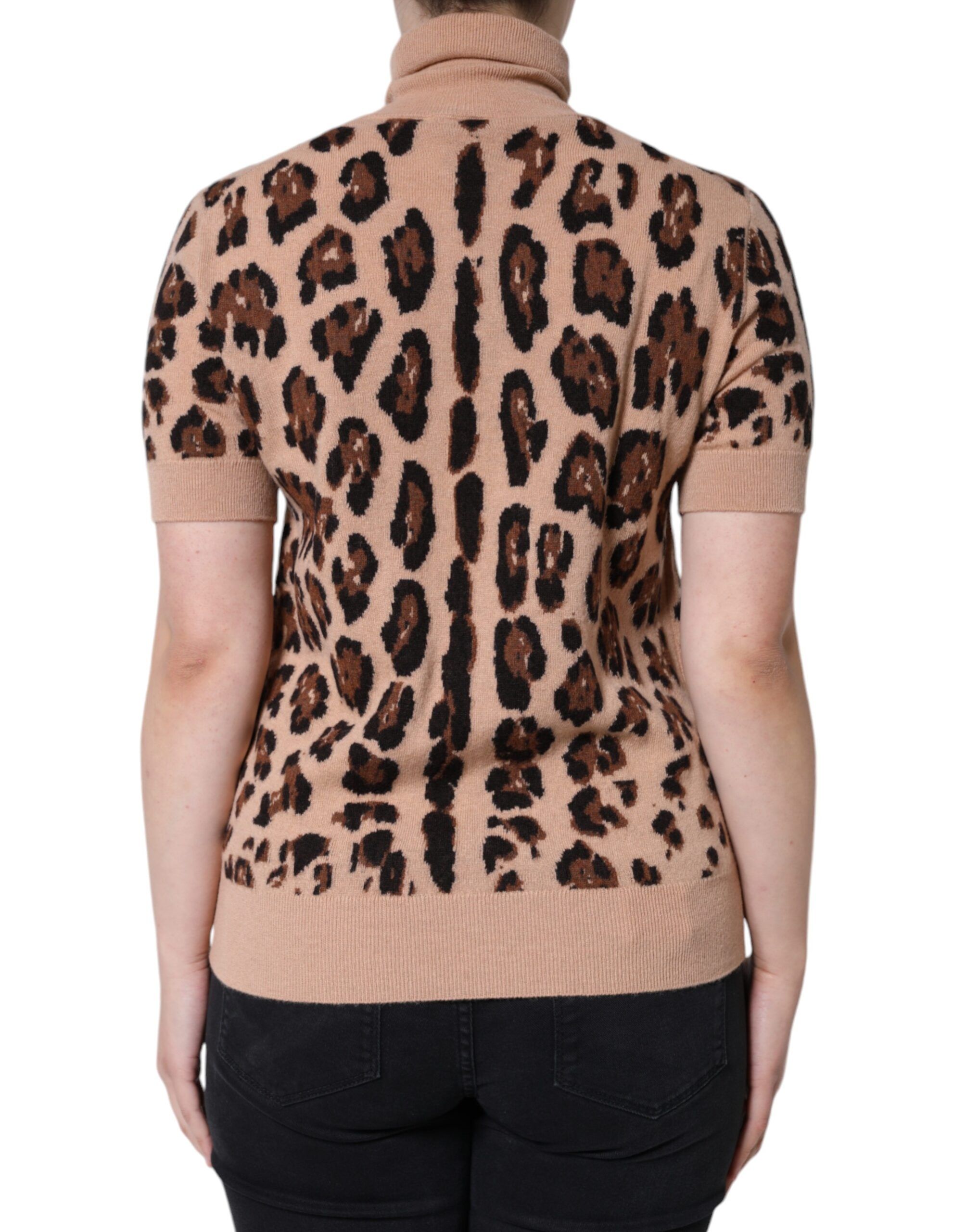 Leopard Print Wool Turtleneck Women's Top - Dolce & Gabbana - Modalova