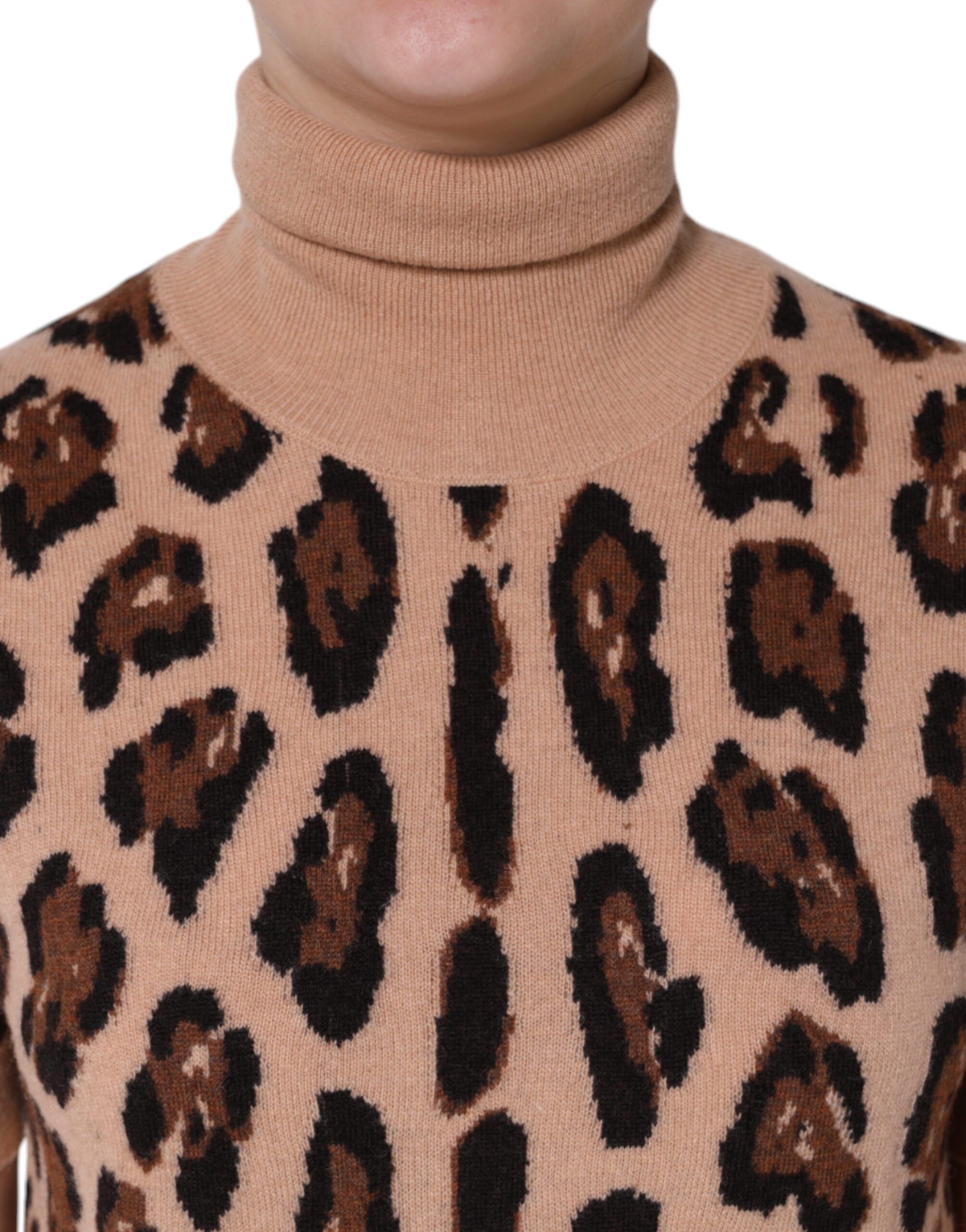 Leopard Print Wool Turtleneck Women's Top - Dolce & Gabbana - Modalova