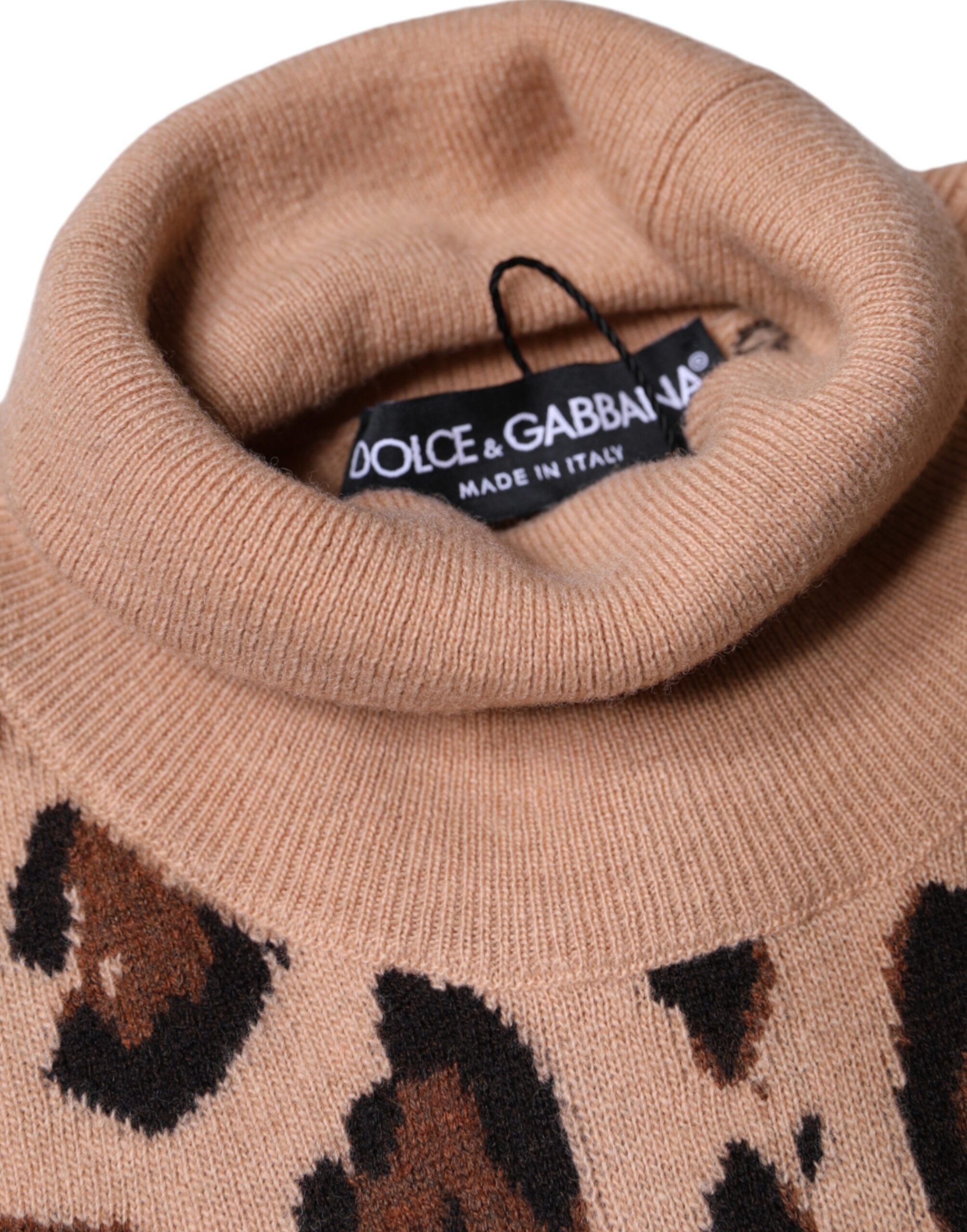 Leopard Print Wool Turtleneck Women's Top - Dolce & Gabbana - Modalova