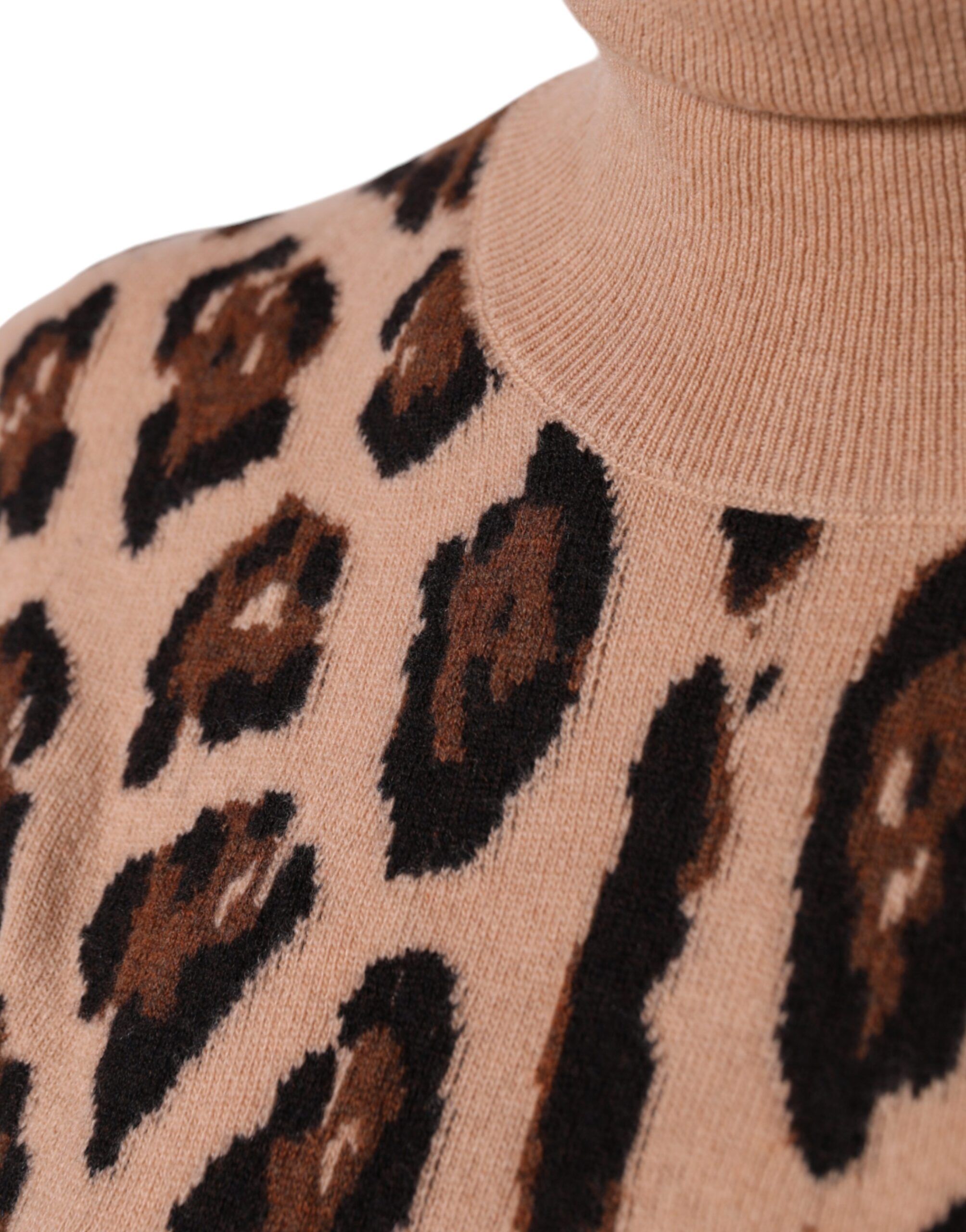 Leopard Print Wool Turtleneck Women's Top - Dolce & Gabbana - Modalova