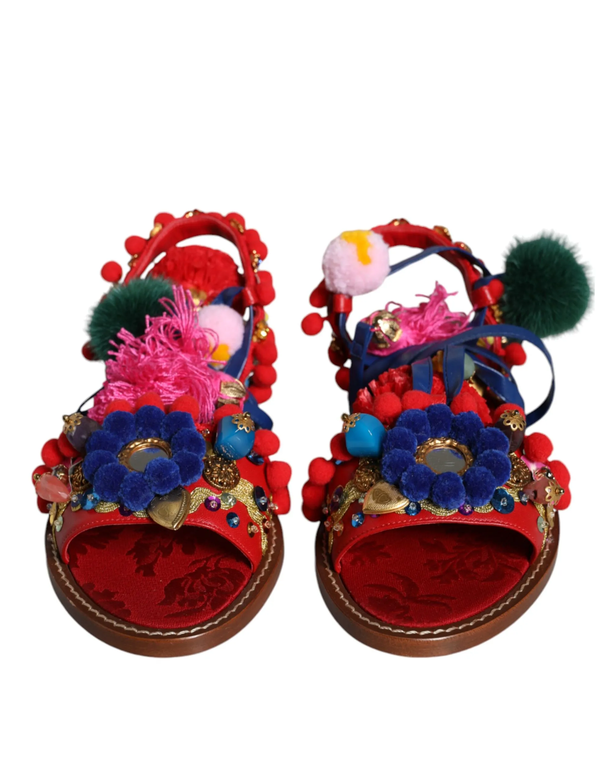 Pom Pom Fur Wrap Sandals Women's Shoes - Dolce & Gabbana - Modalova