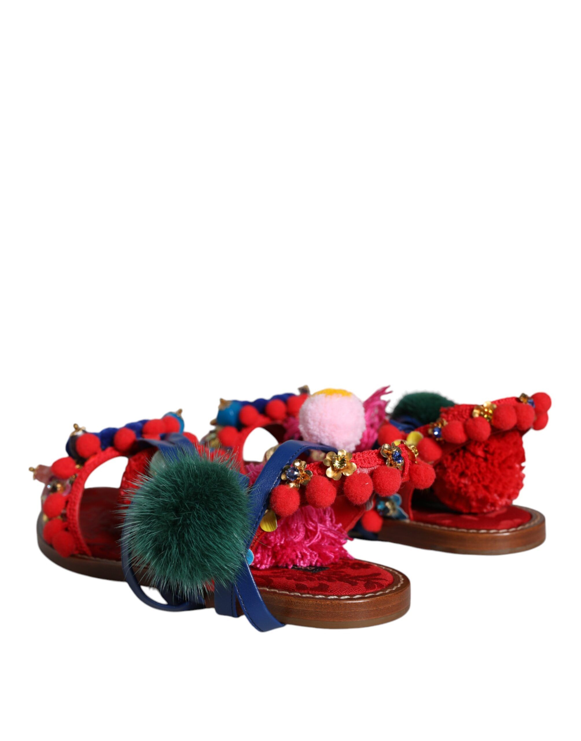 Pom Pom Fur Wrap Sandals Women's Shoes - Dolce & Gabbana - Modalova