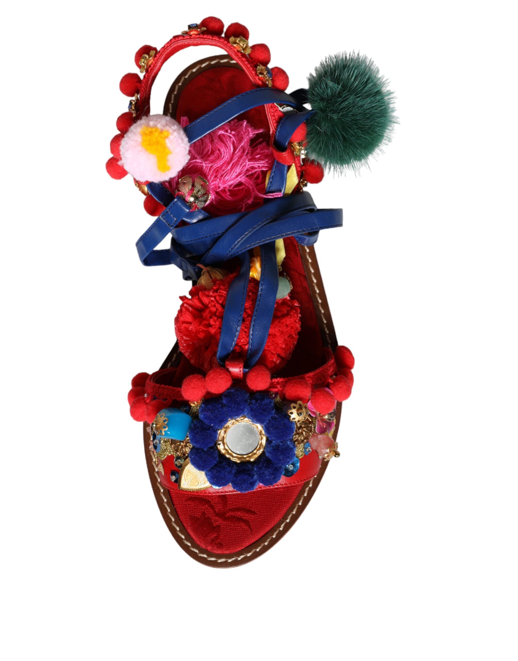 Pom Pom Fur Wrap Sandals Women's Shoes - Dolce & Gabbana - Modalova
