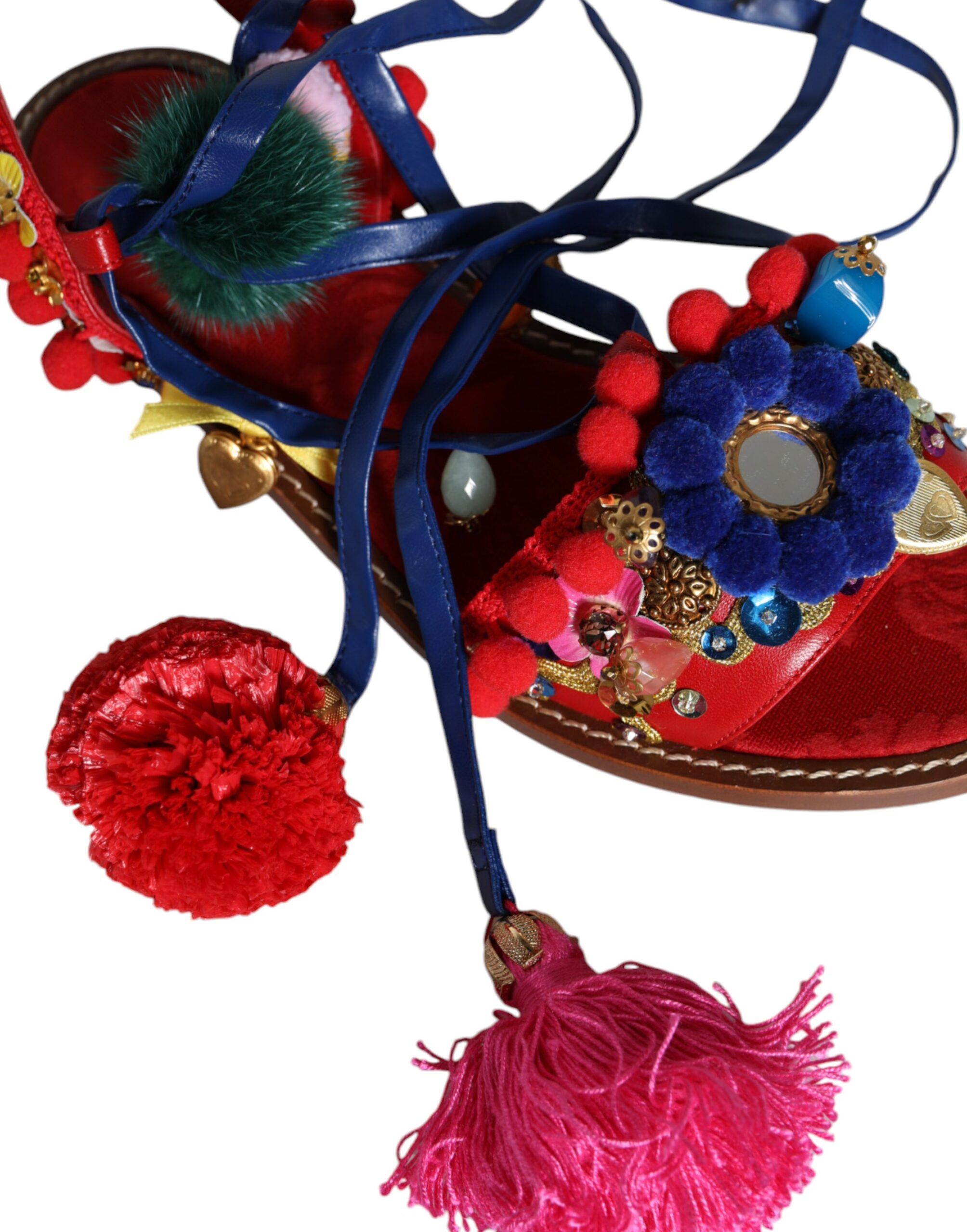 Pom Pom Fur Wrap Sandals Women's Shoes - Dolce & Gabbana - Modalova