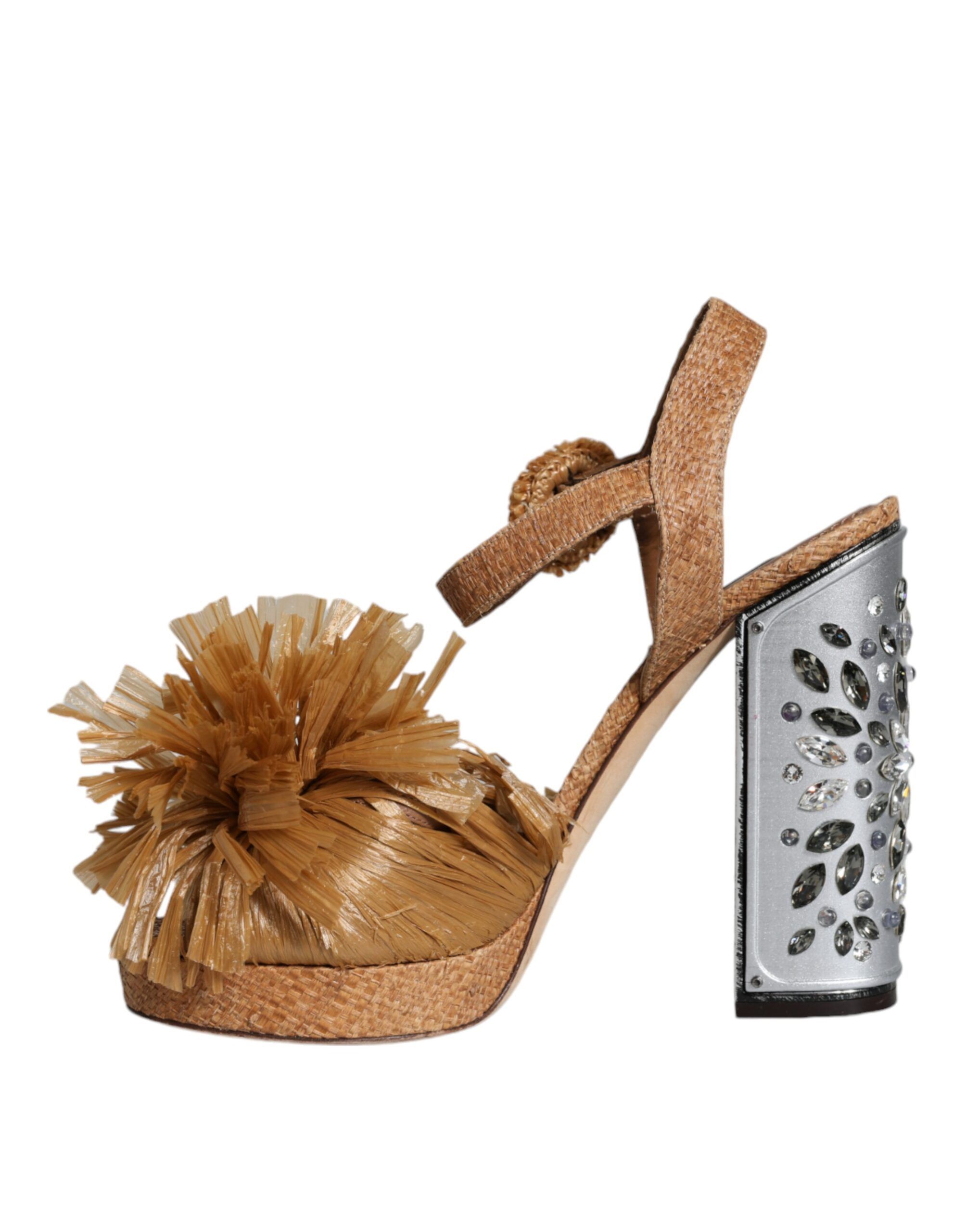 Raffia Ankle Strap Crystal Sandals Women's Shoes (Pre-Owned) - Dolce & Gabbana - Modalova