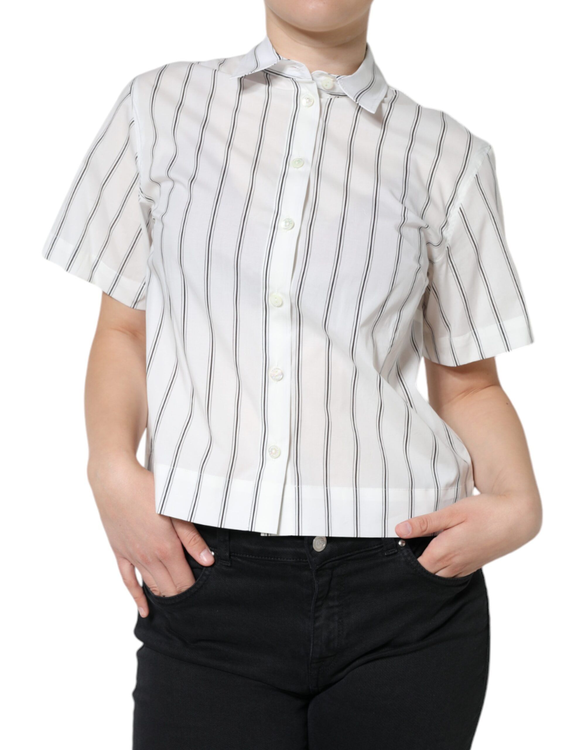 Striped Collared Short Sleeve Polo Women's Top - Dolce & Gabbana - Modalova