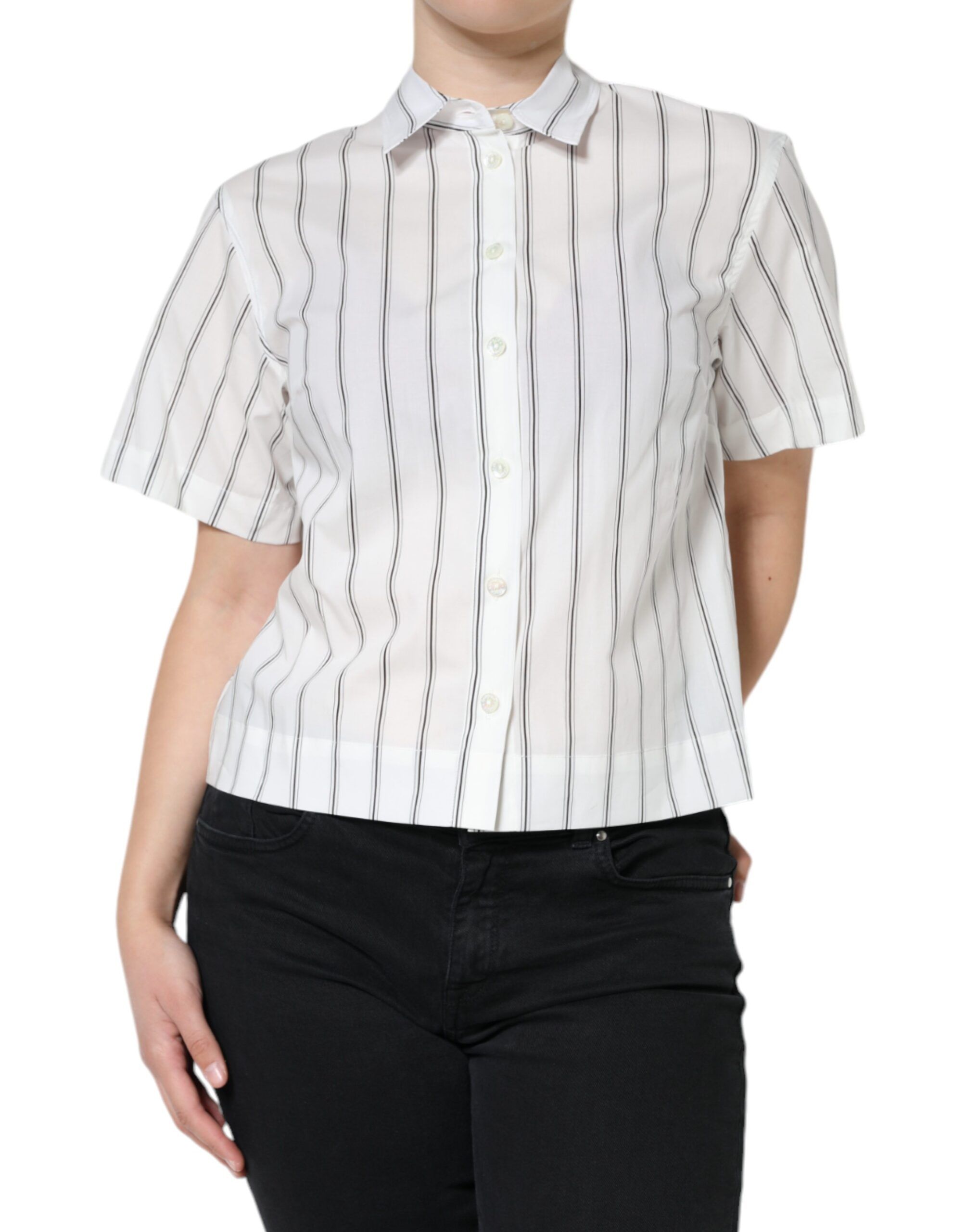 Striped Collared Short Sleeve Polo Women's Top - Dolce & Gabbana - Modalova