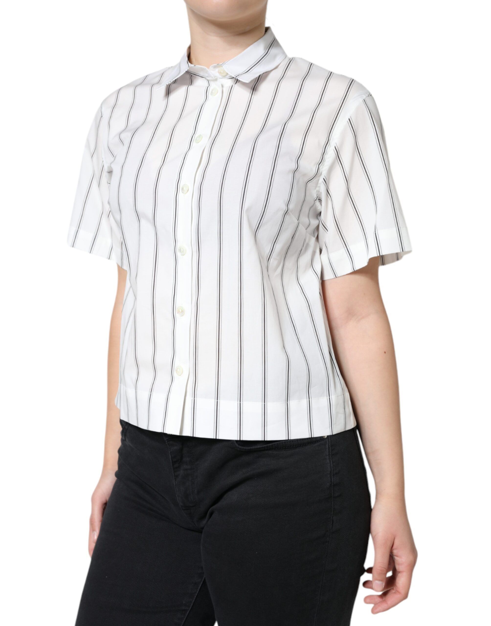 Striped Collared Short Sleeve Polo Women's Top - Dolce & Gabbana - Modalova