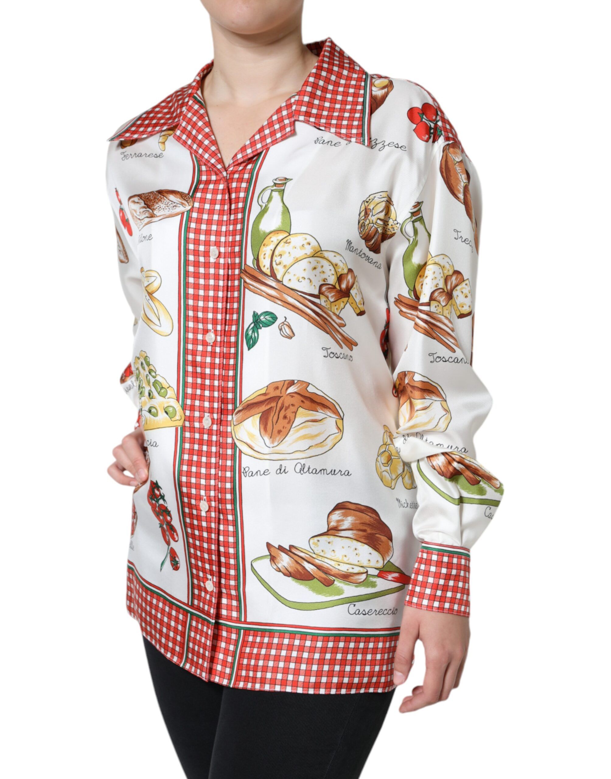 Bread Print Collared Blouse Women's Top (Pre-Owned) - Dolce & Gabbana - Modalova
