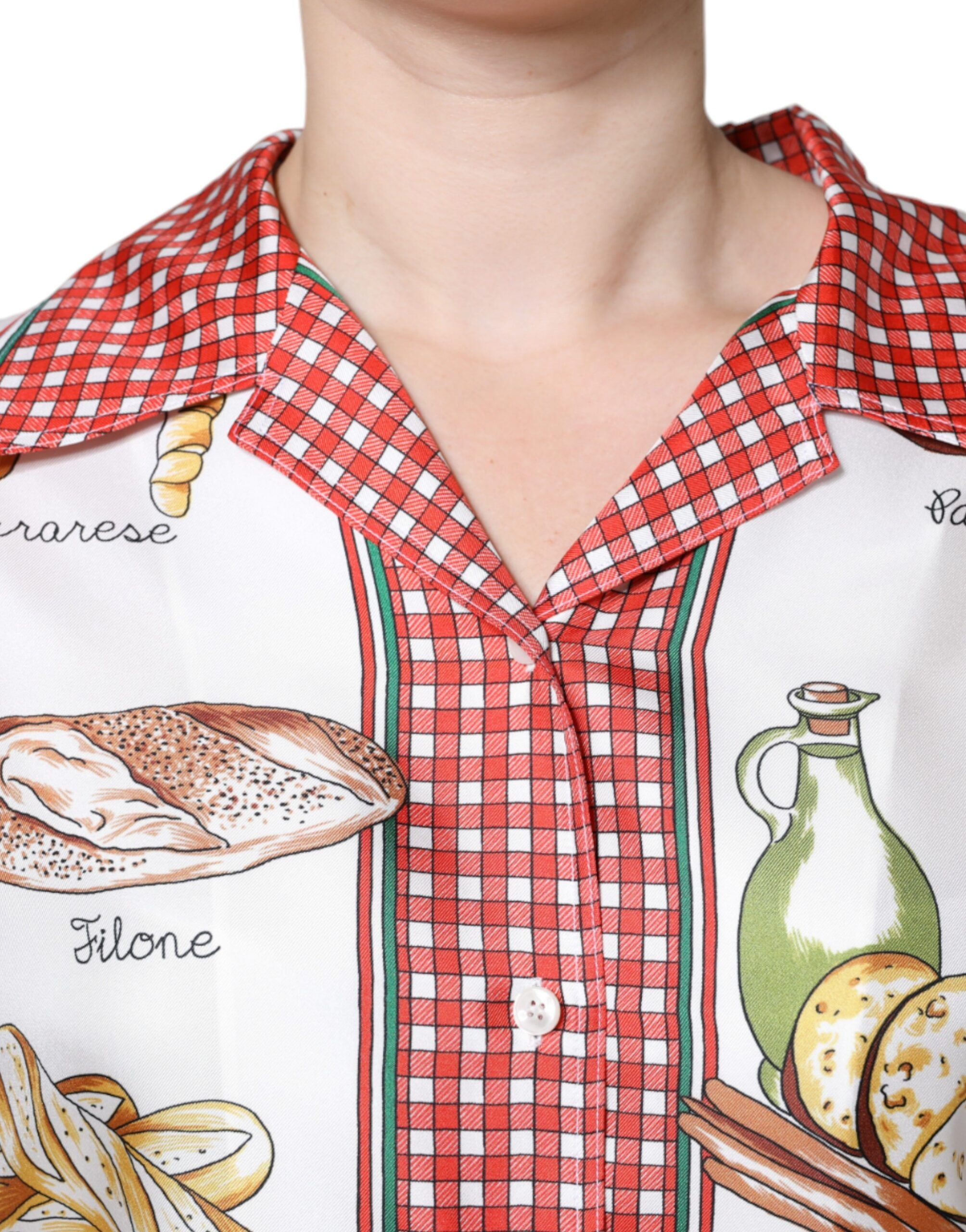 Bread Print Collared Blouse Women's Top (Pre-Owned) - Dolce & Gabbana - Modalova
