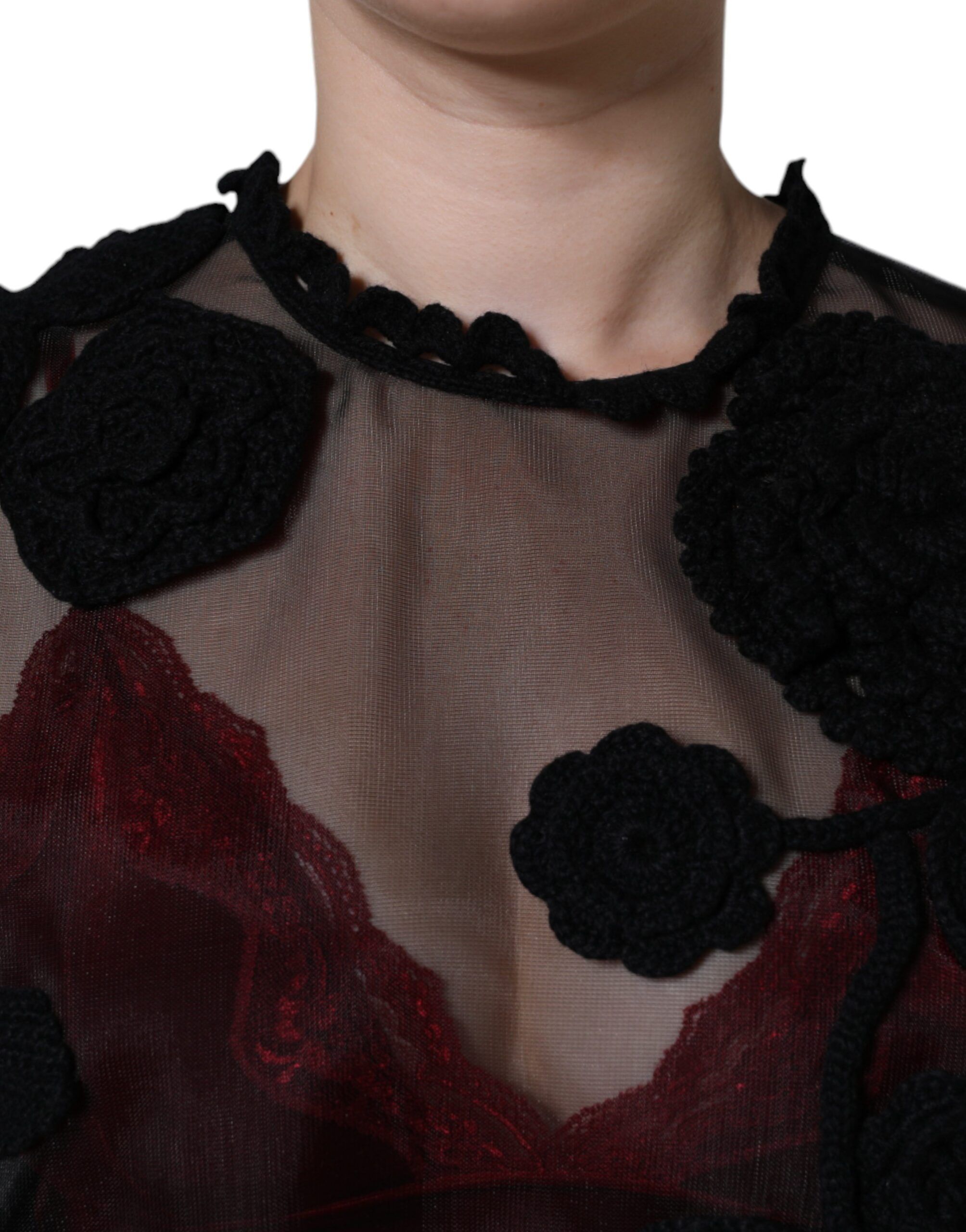 Nylon Mesh Transparent Floral Women's Blouse - Dolce & Gabbana - Modalova
