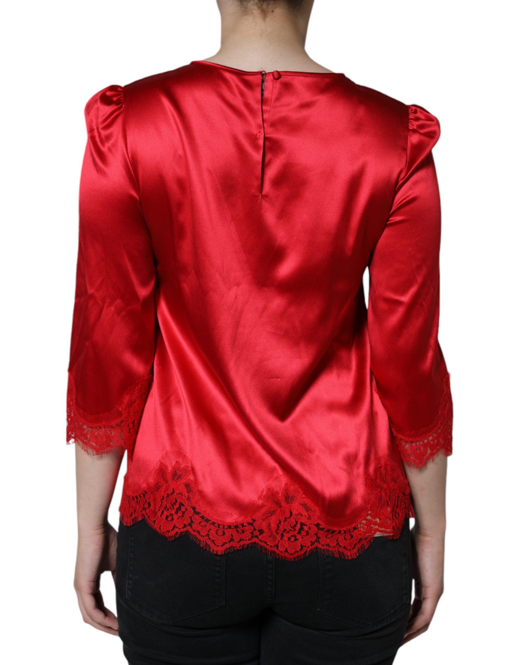 Satin Lace Trim Round Neck Blouse Women's Top (Pre-Owned) - Dolce & Gabbana - Modalova