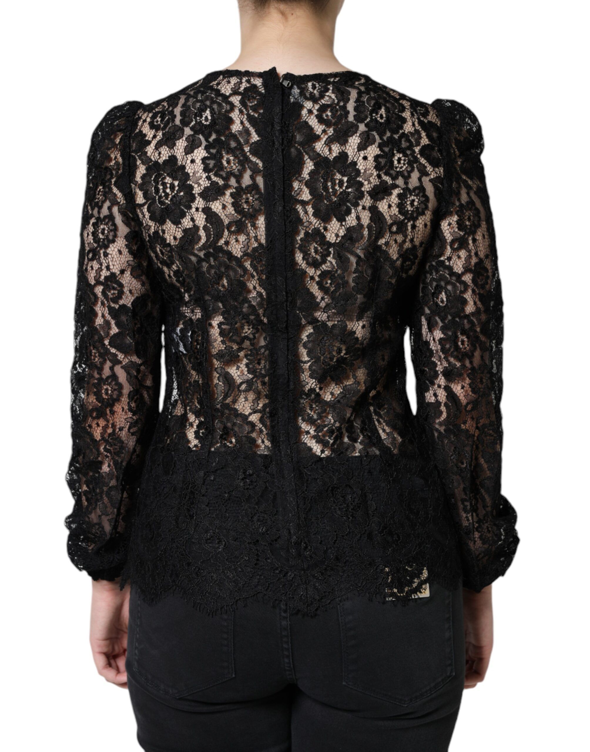 Floral Lace See Through Long Sleeve Women's Top - Dolce & Gabbana - Modalova