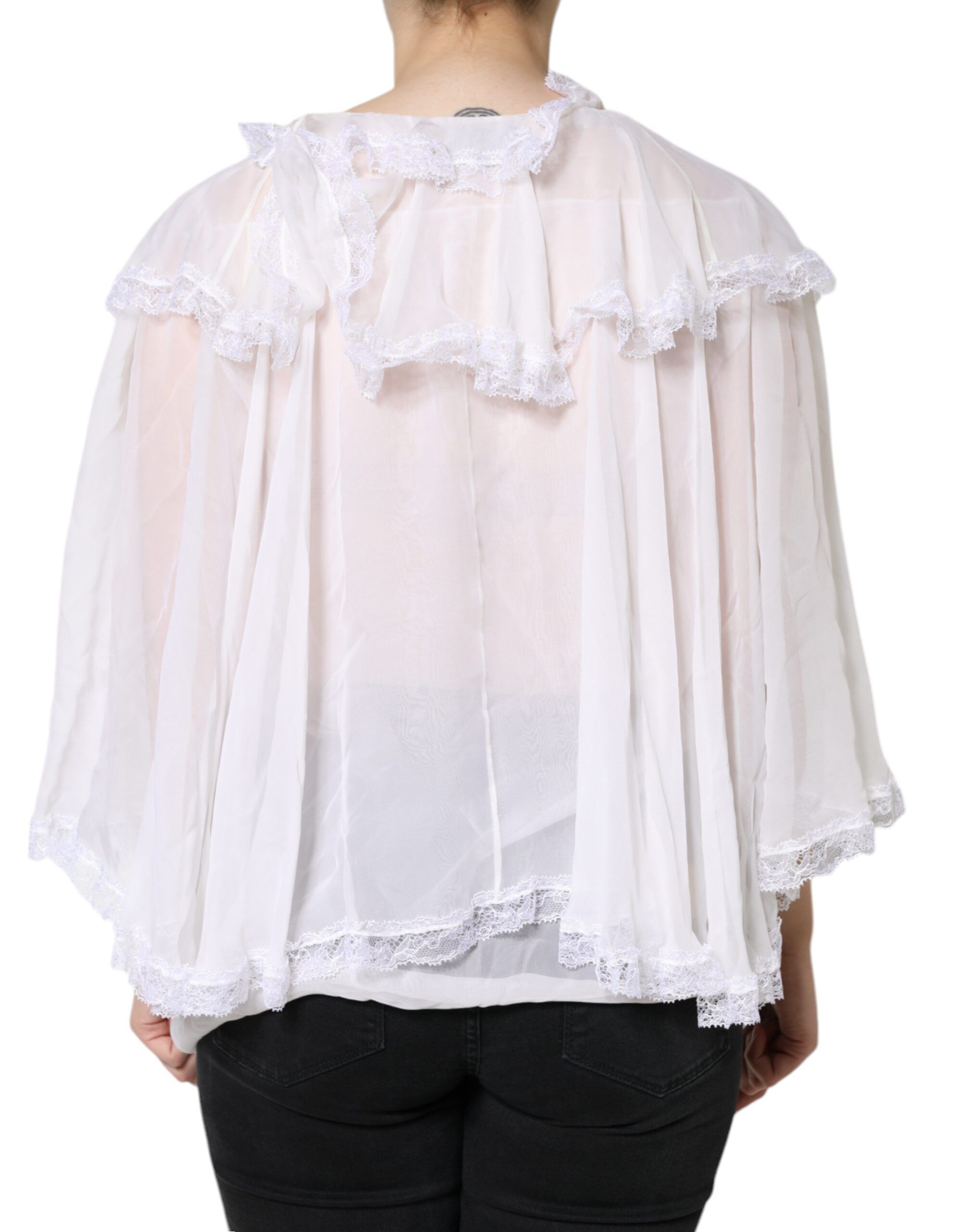 Ruffles Lace Long Sleeve Blouse Women's Top - Dolce & Gabbana - Modalova