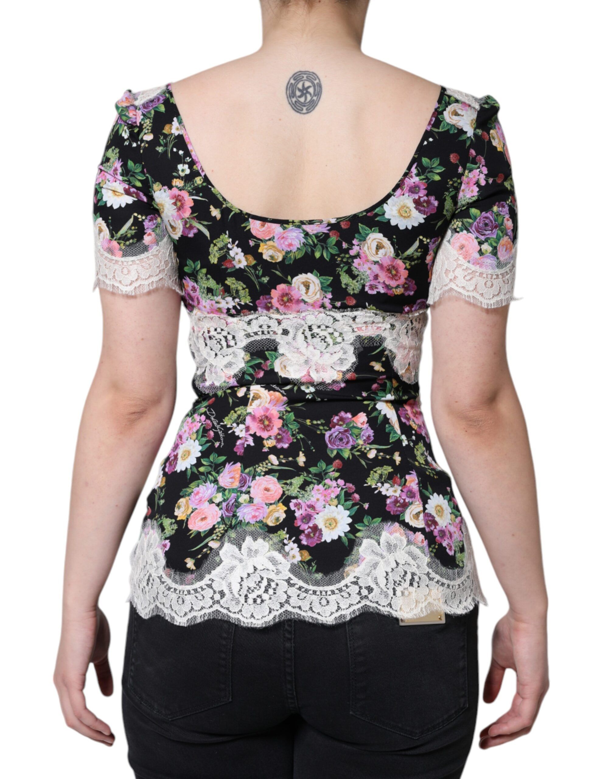Floral Lace Short Sleeves Blouse Women's Top - Dolce & Gabbana - Modalova