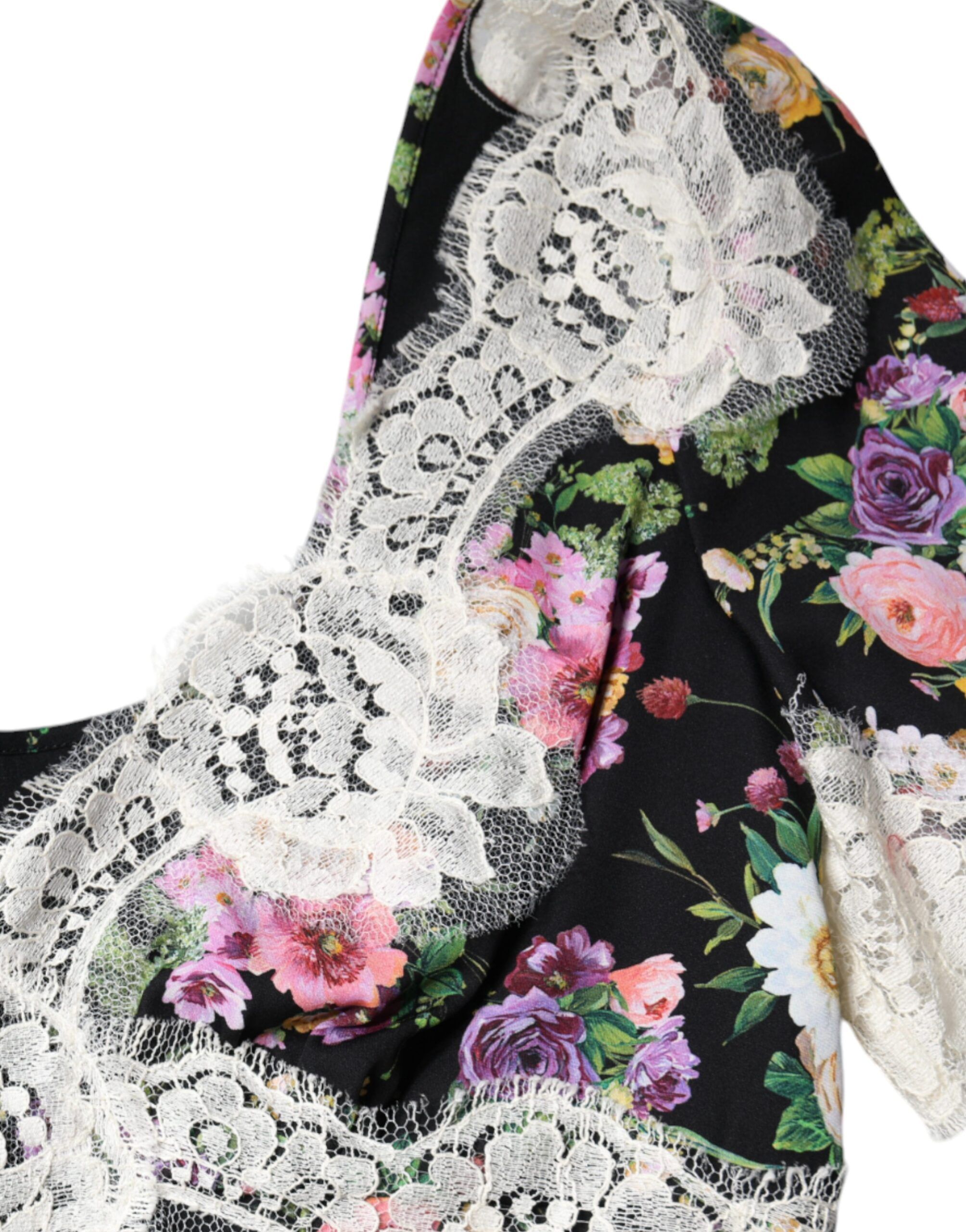 Floral Lace Short Sleeves Blouse Women's Top - Dolce & Gabbana - Modalova