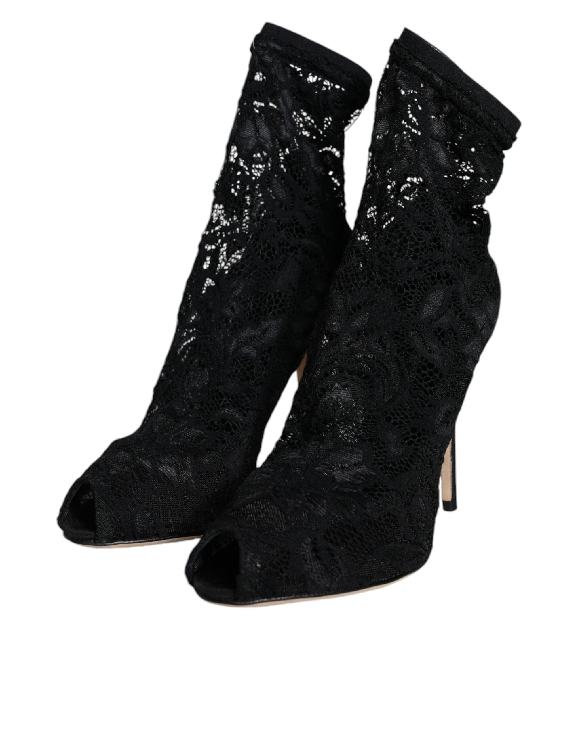 Lace Stretch Heels Mid Calf Boot Women's Shoes - Dolce & Gabbana - Modalova