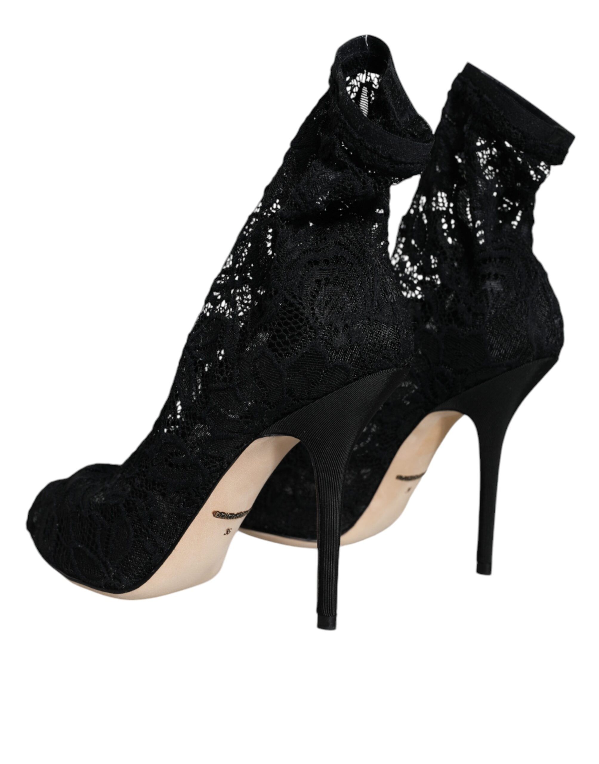 Lace Stretch Heels Mid Calf Boot Women's Shoes - Dolce & Gabbana - Modalova