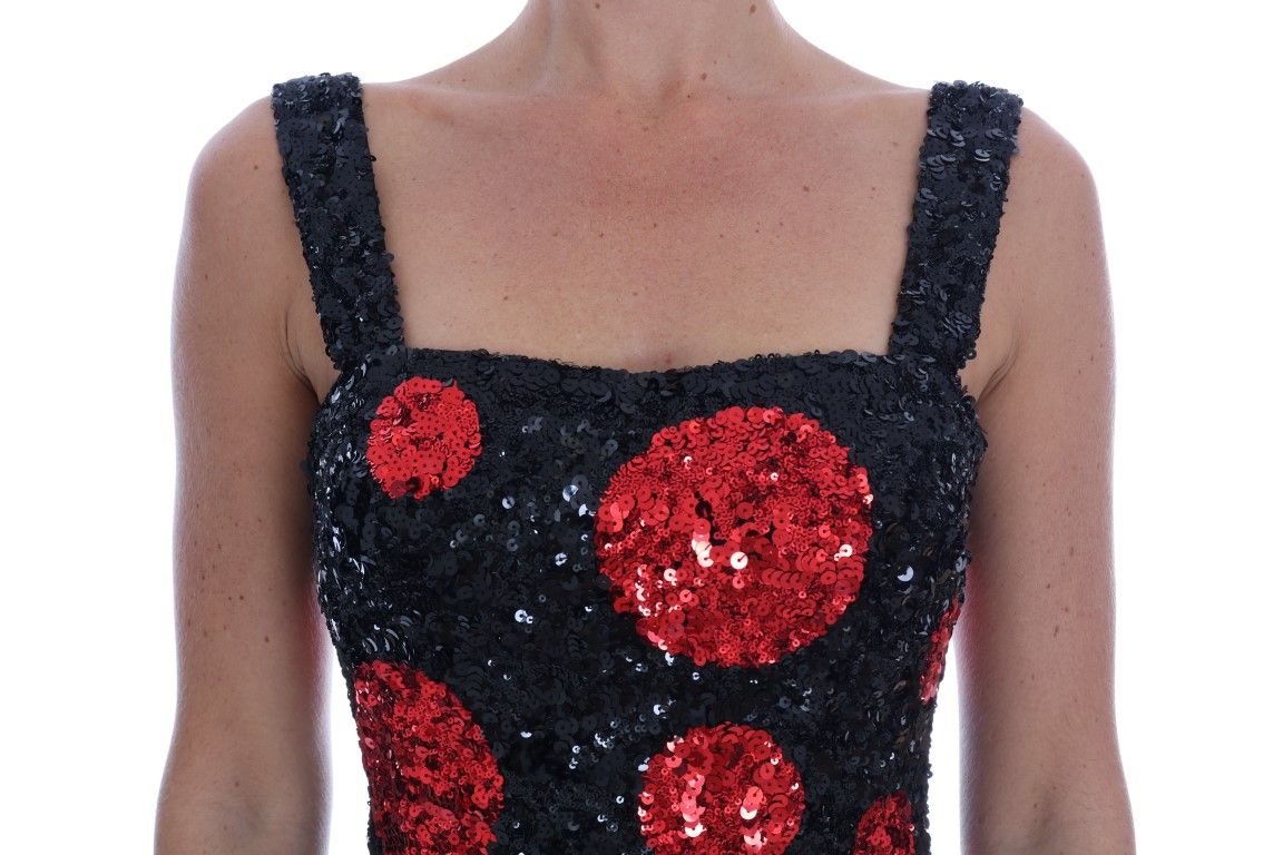 Red Polka Sequined Shift Women's Dress - Dolce & Gabbana - Modalova