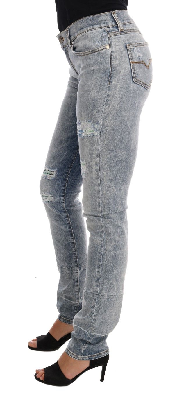 Wash Torn Stretch Slim Fit Women's Jeans - Versace Jeans - Modalova