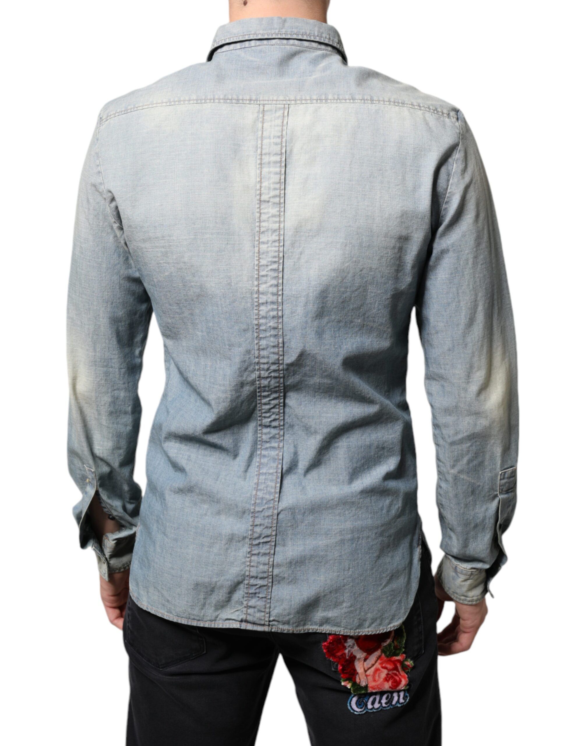 Printed Cotton Denim Long Sleeves Men's Shirt - John Galliano - Modalova