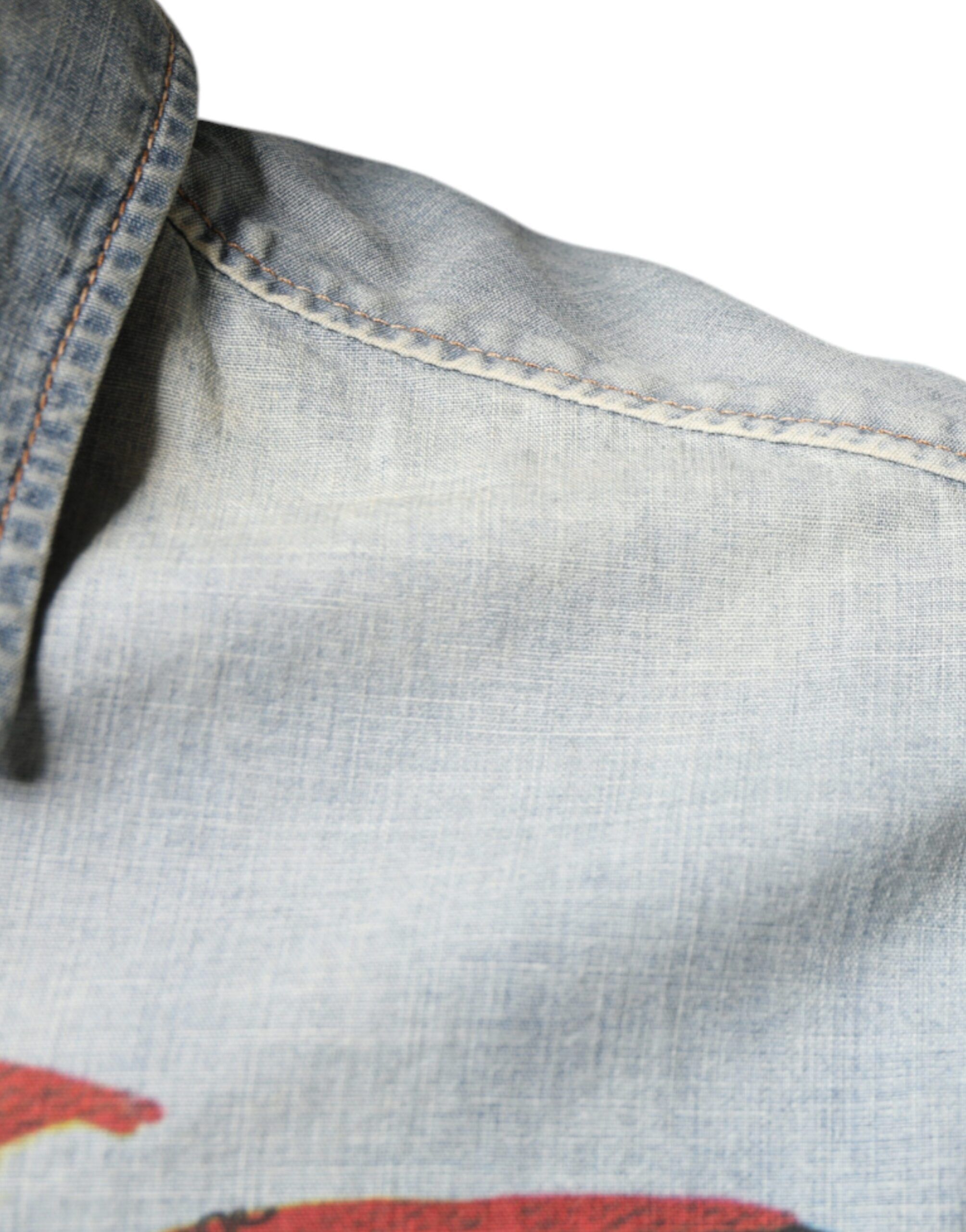 Printed Cotton Denim Long Sleeves Men's Shirt - John Galliano - Modalova
